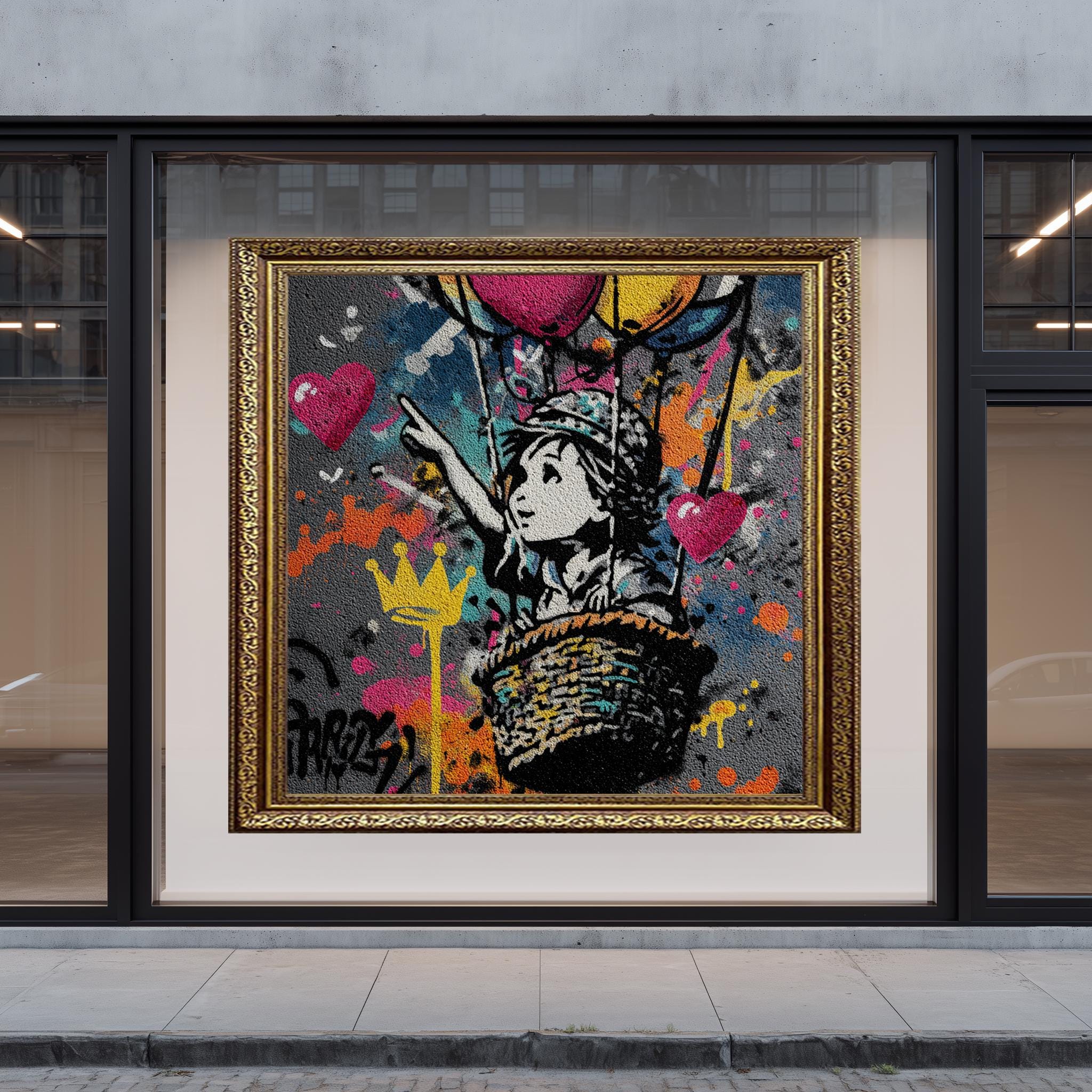 Graffiti Art Print – Inspirational Child Floating Balloons | Urban Wall Decor