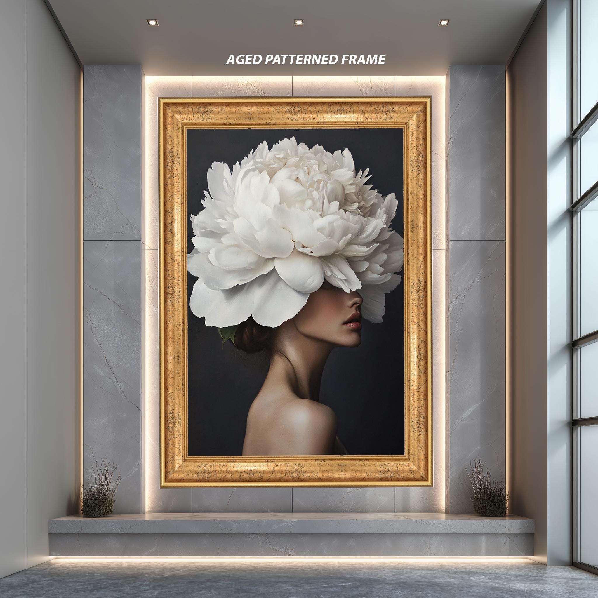Woman Canvas Print – Elegant Floral Wall Art | Minimalist Portrait Poster
