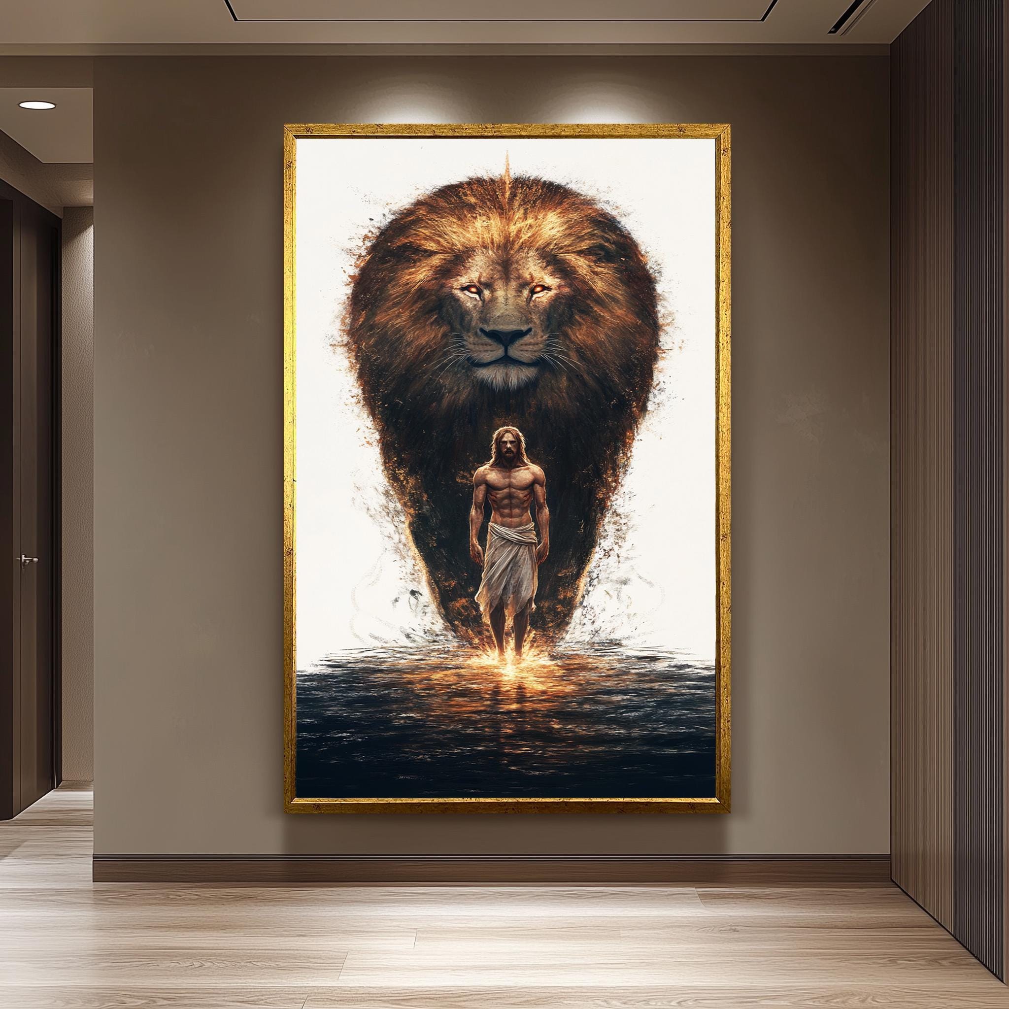 Jesus Lion Wall Art – Christian Canvas Print | Divine Strength Religious Decor