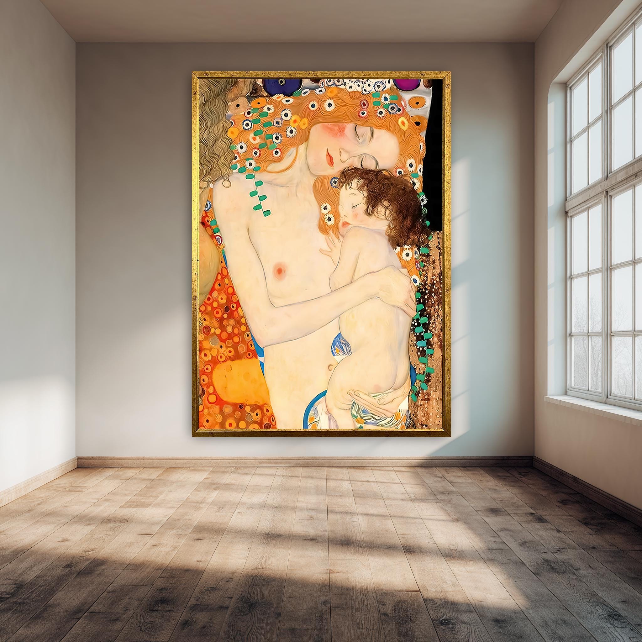 Gustav Klimt Mother Child Art – Abstract Canvas Print | Modern Wall Decor