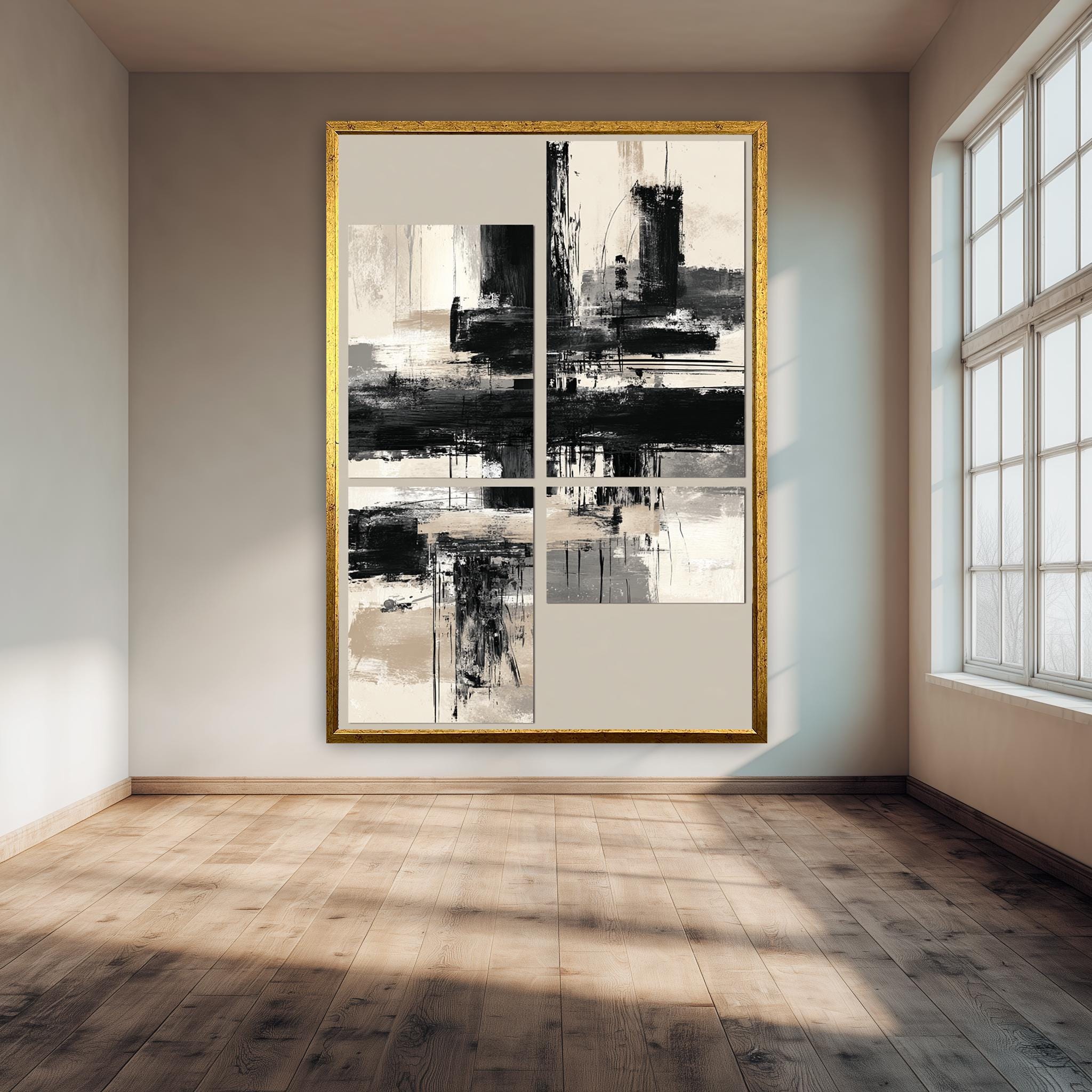 Abstract Canvas Wall Art – Modern Geometric Multi Panel Artwork | Minimalist Decor