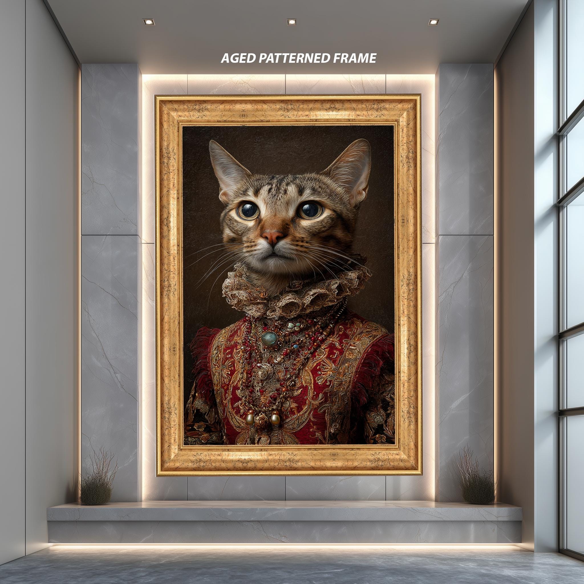 Regal Cat Portrait Canvas – Vintage Animal Poster | Funny Aristocrat Cat Art