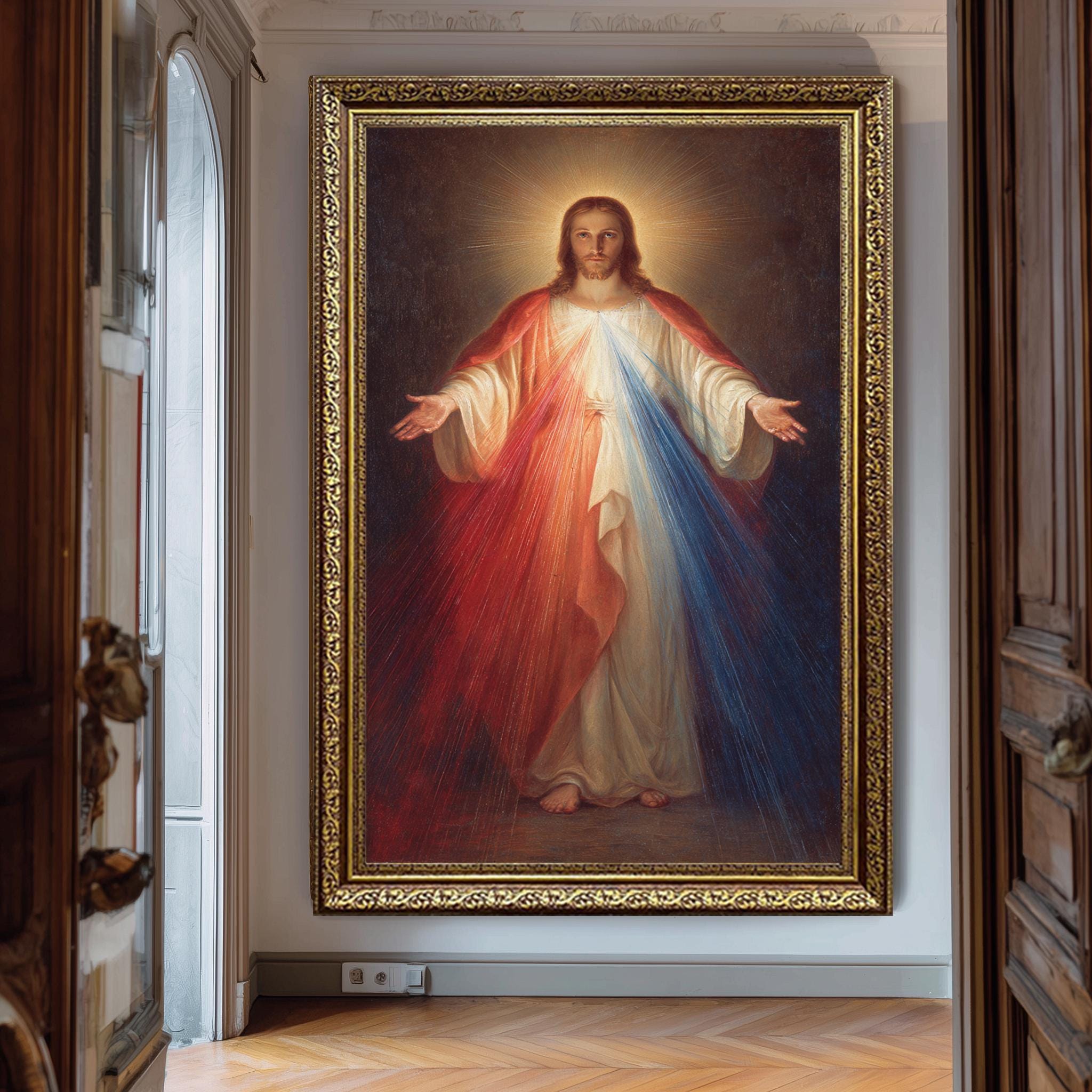 Divine Mercy Jesus Art Print – Catholic Wall Art | Sacred Heart Decor Canvas