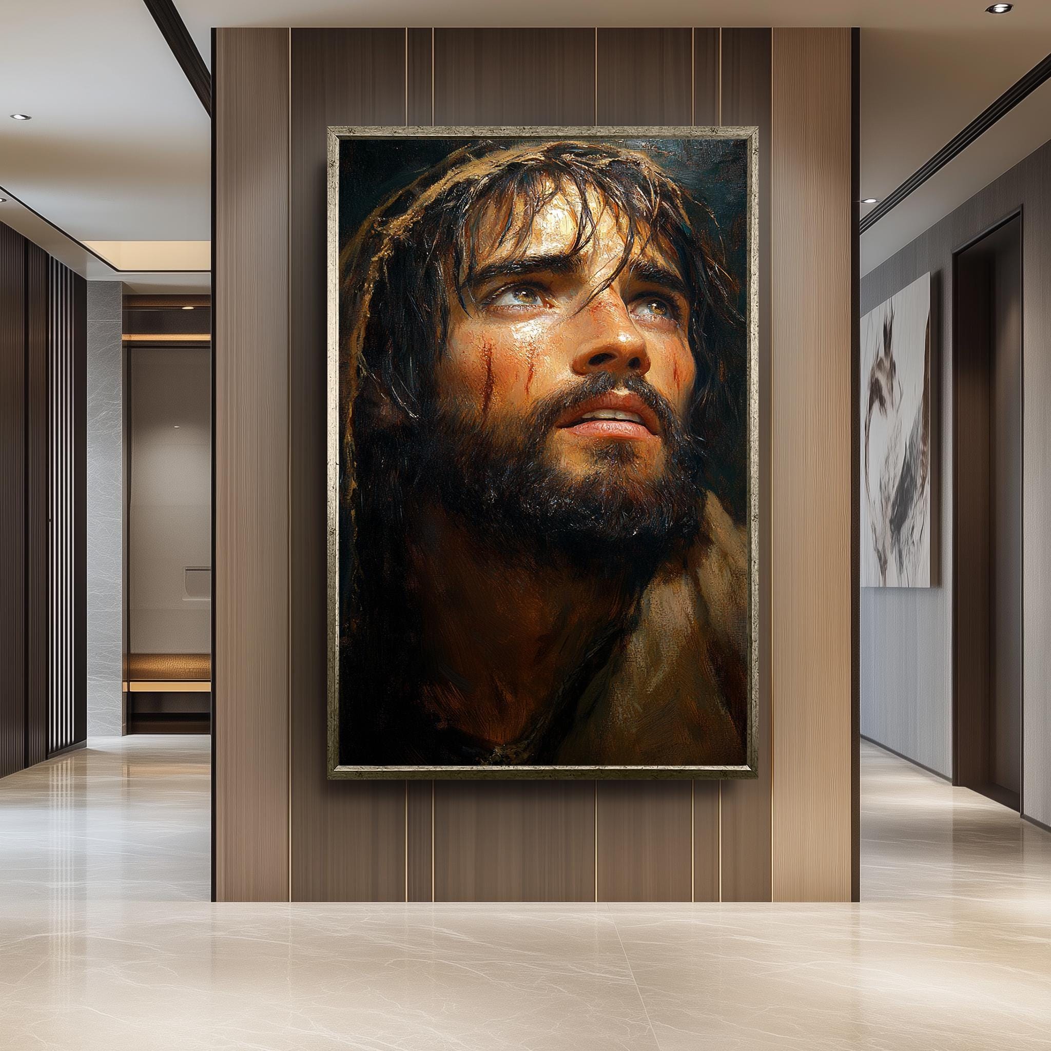 Jesus Christ Painting – Emotional Religious Artwork | Hand Painted Savior Portrait