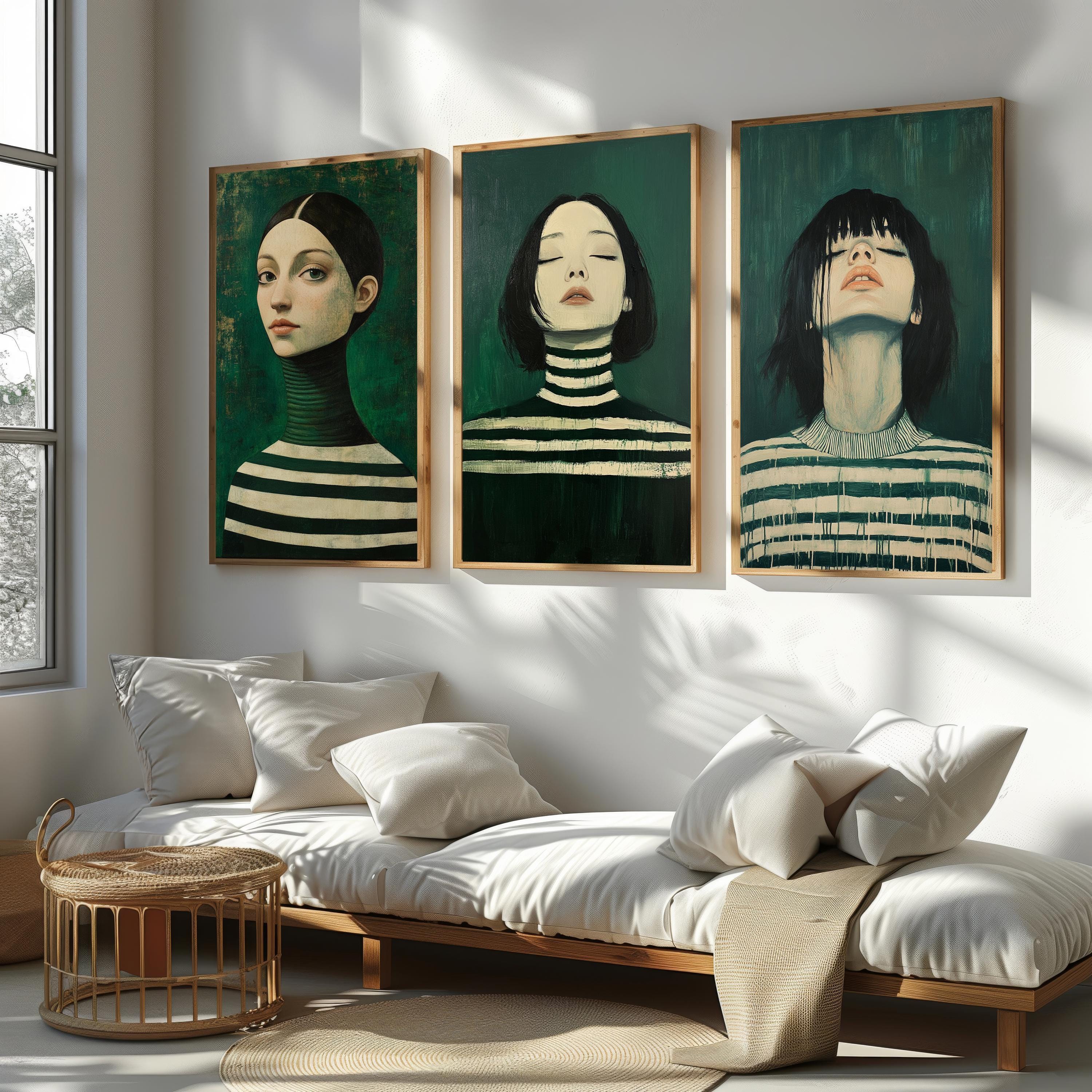 Gothic Surrealist Wall Art – Dark Fantasy Female Portrait Set | Victorian Inspired Decor