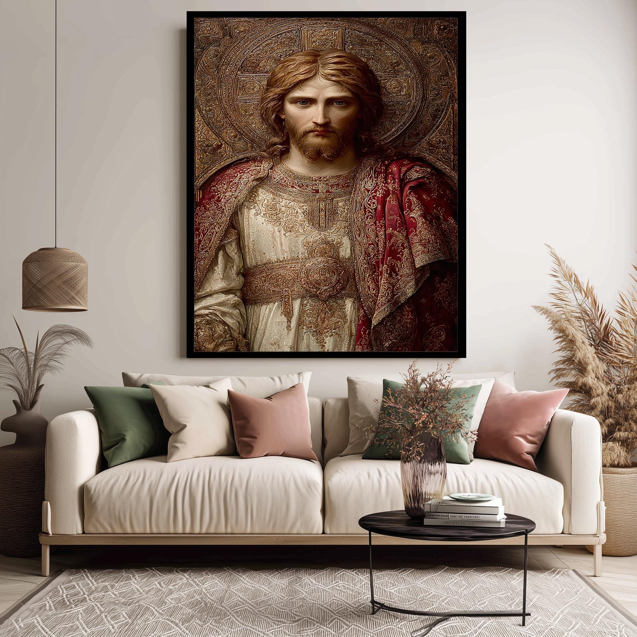 Jesus Christ Wall Art | Byzantine Icon Print - Sacred Catholic Decor Canvas