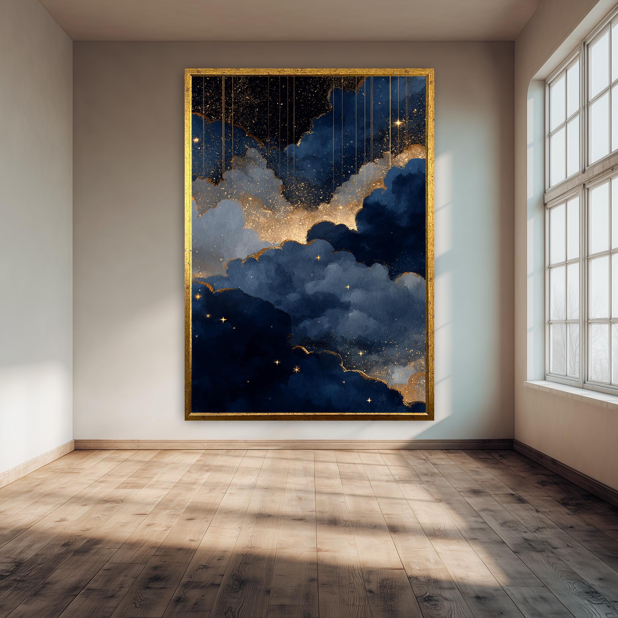 Canvas Wall Art – Celestial Midnight Cloud | Starry Night Digital Print