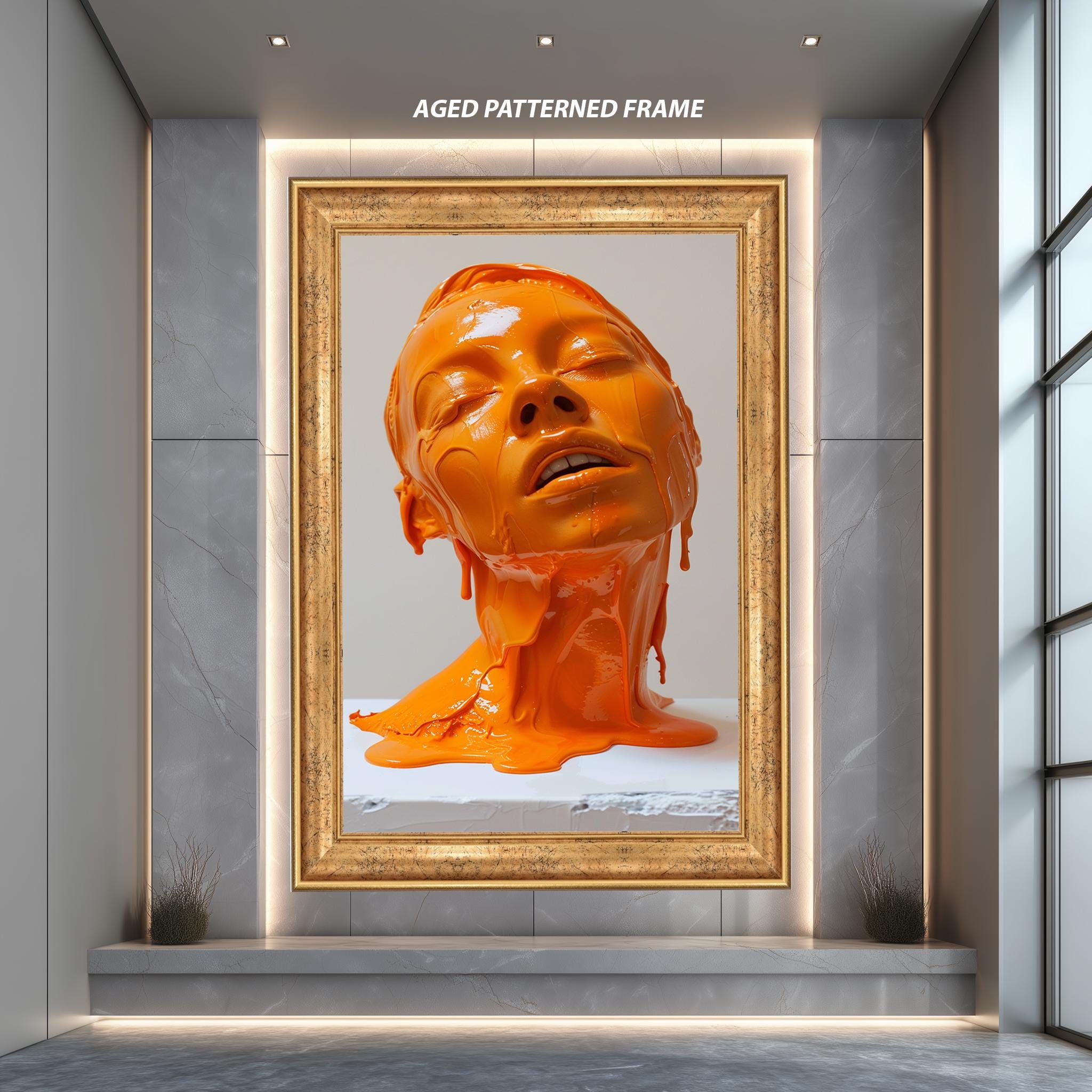 Abstract Orange Bust Canvas | Surreal Wall Art - Modern Home Decor, Gallery Wrapped