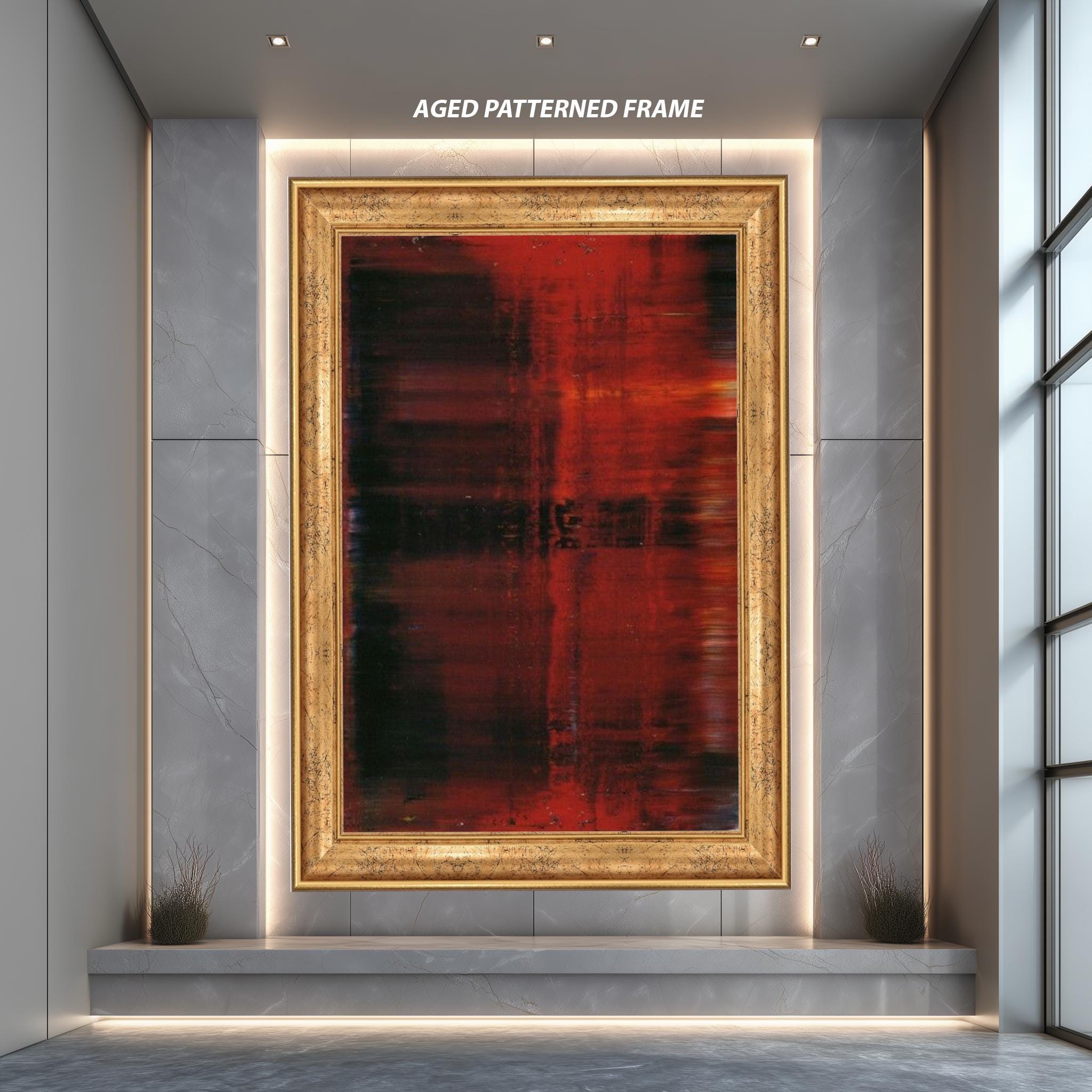 Abstract Canvas Print - Red Black Wall Art | Moody Modern Poster for Industrial Loft Decor