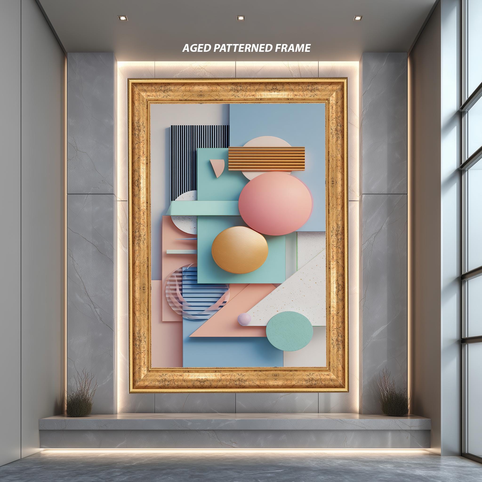 Pastel Geometric Wall Art – Modern Abstract Canvas Print | Minimalist 3D Poster