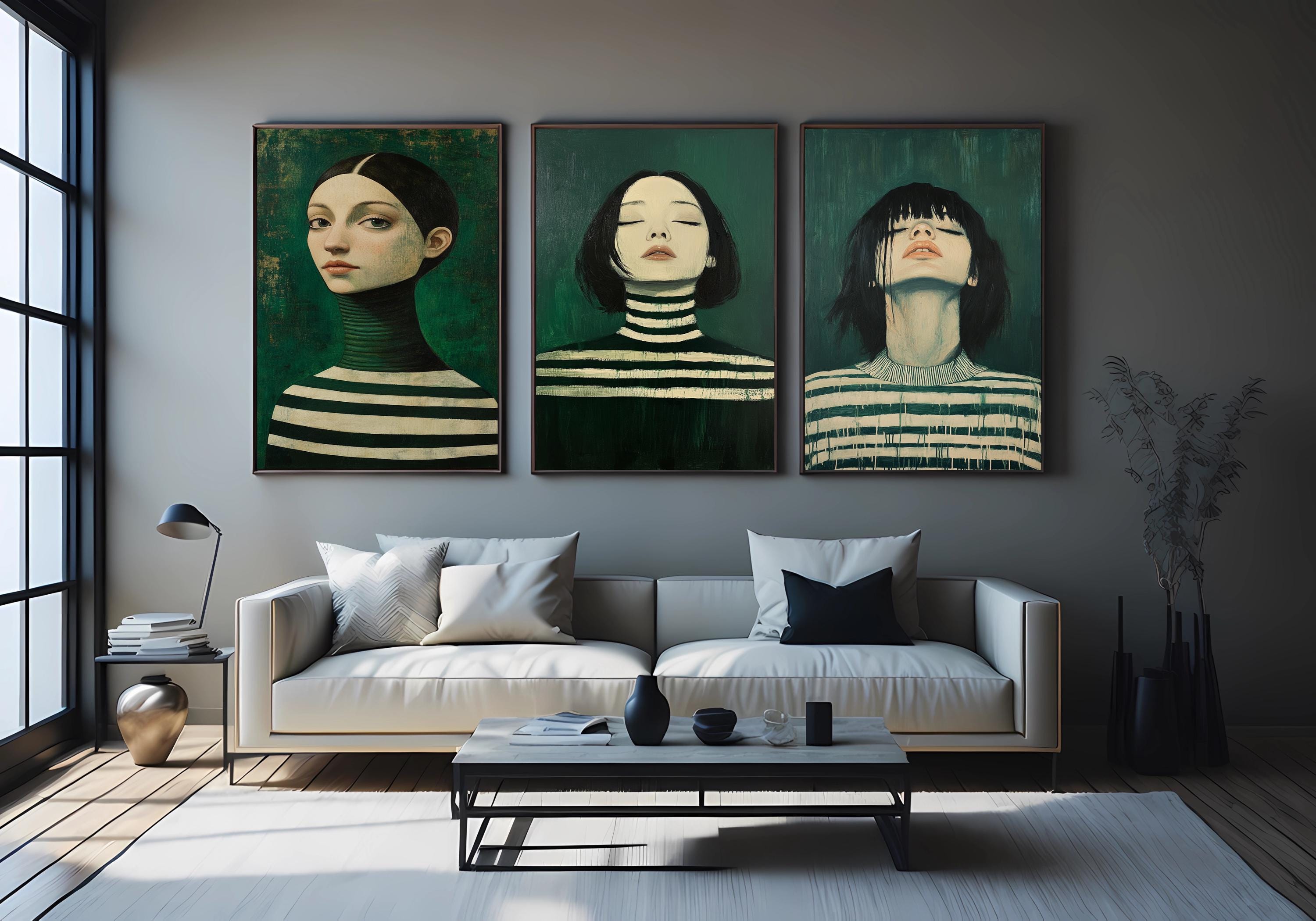 Gothic Surrealist Wall Art – Dark Fantasy Female Portrait Set | Victorian Inspired Decor