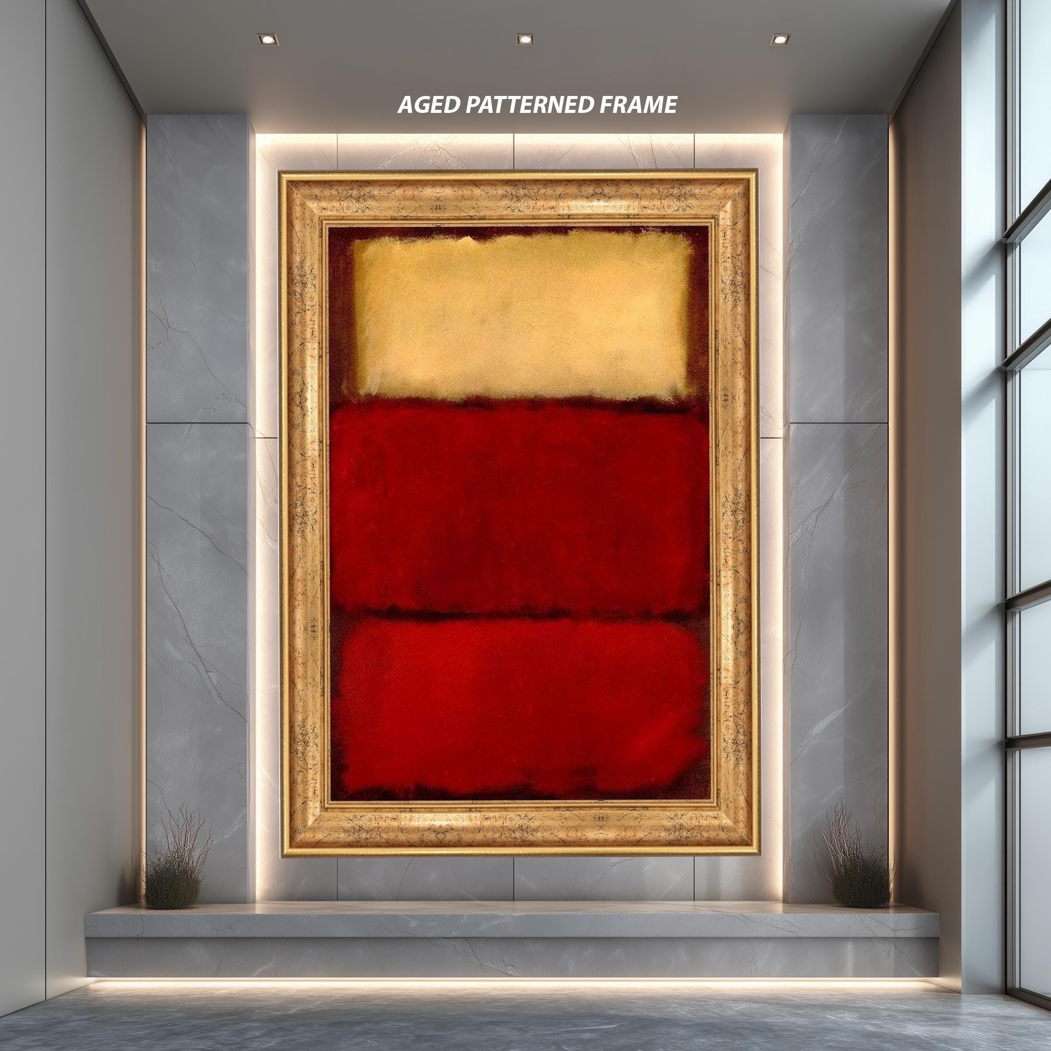 Abstract Canvas Print – Minimalist Wall Art | Red Beige Color Block Canvas