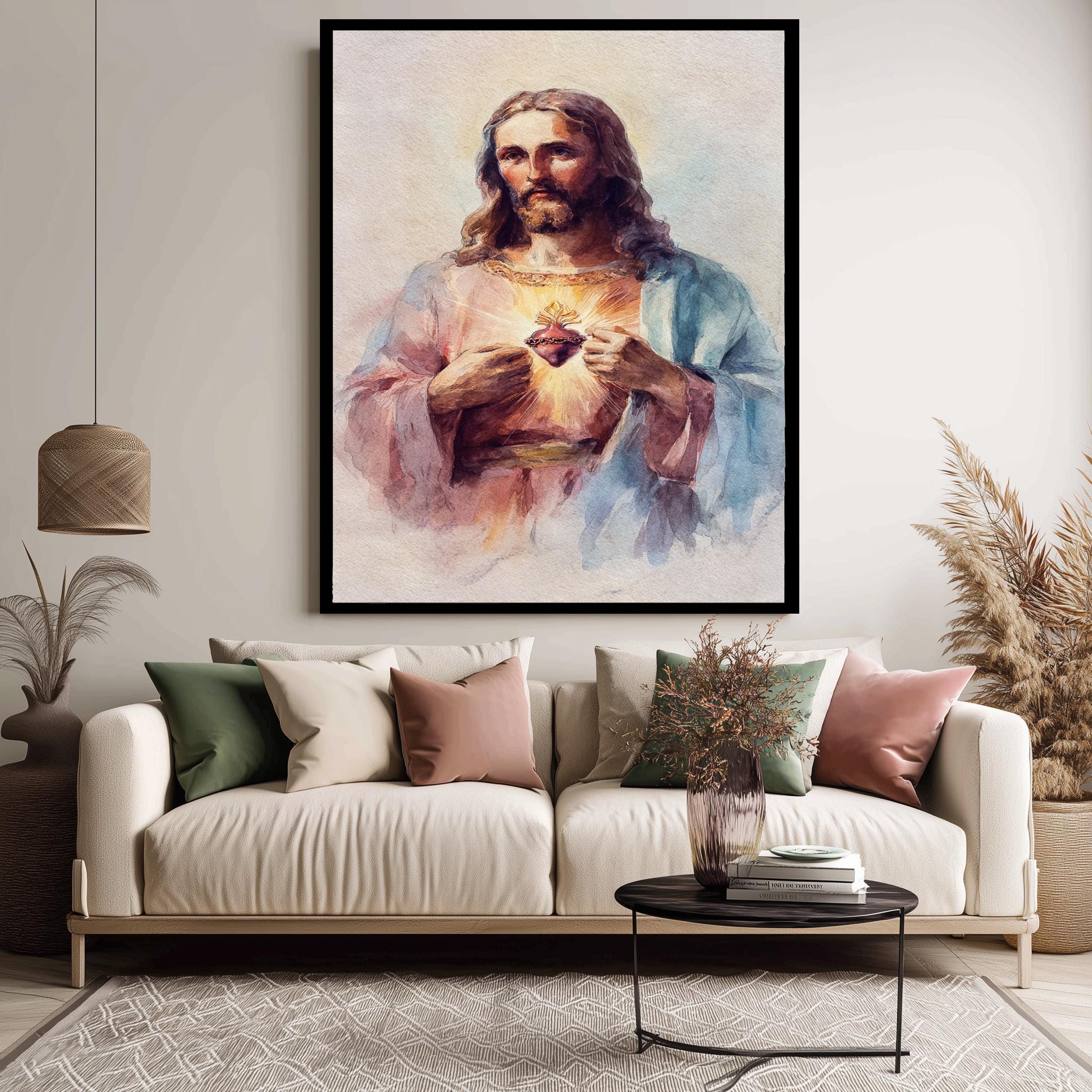 Sacred Heart Jesus Art - Printable Christian Wall Art | Catholic Home Decor