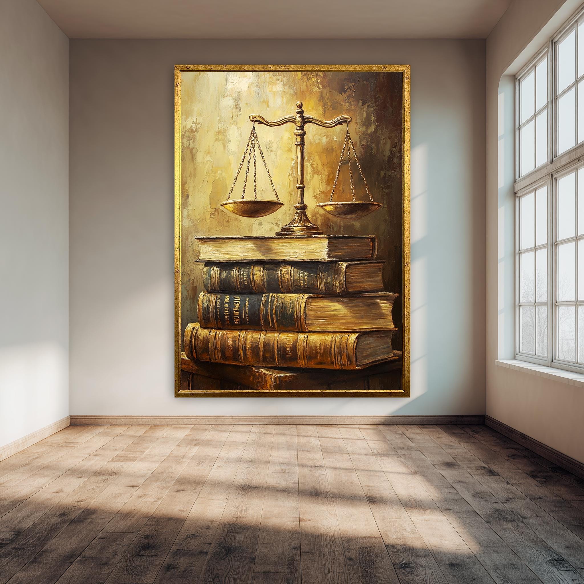 Legal Wall Art – Justice Scales Decor | Classic Law Artwork & Elegant Office Poster