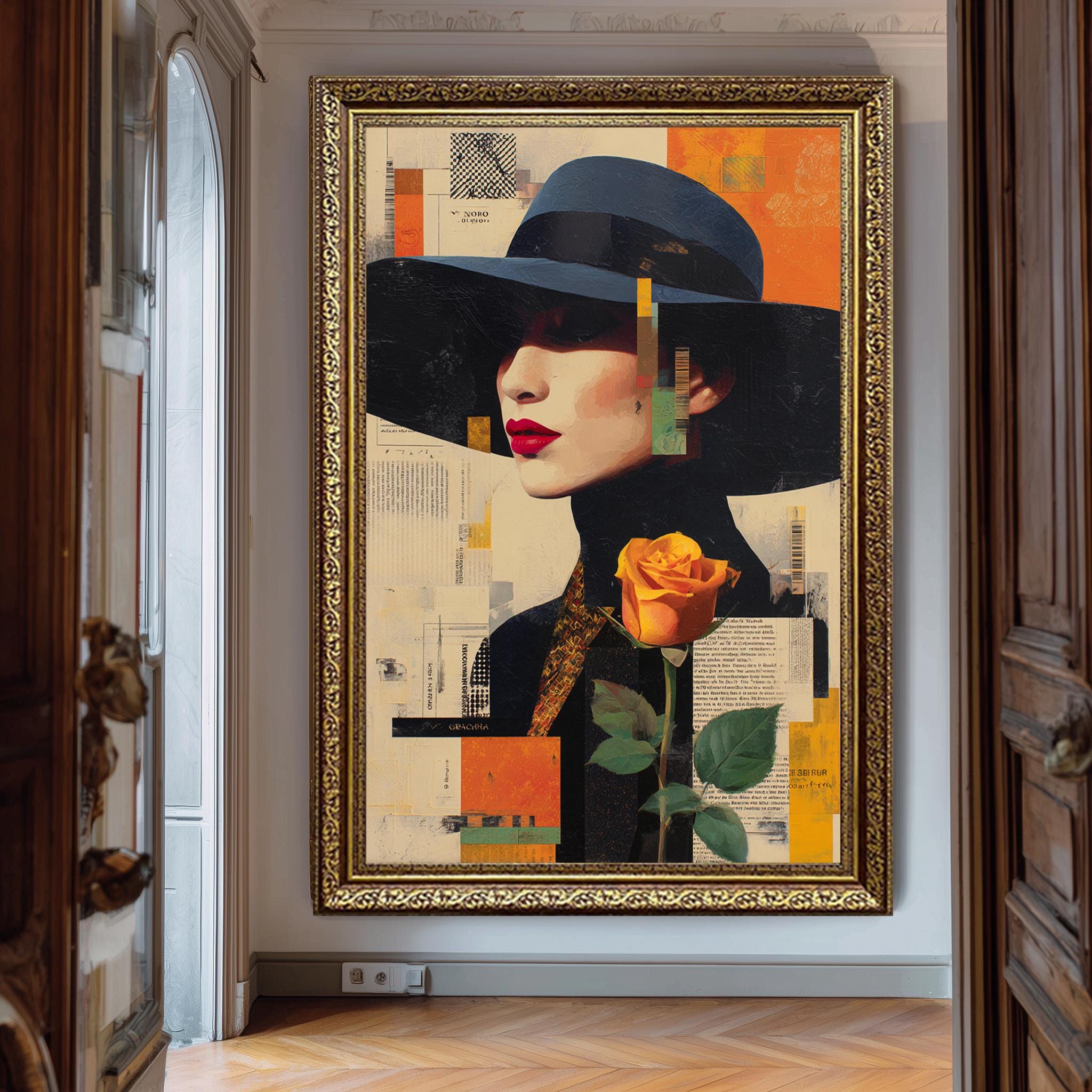 Modern Abstract Woman Portrait - Digital Collage Canvas Art Print | Fashion Wall Decor