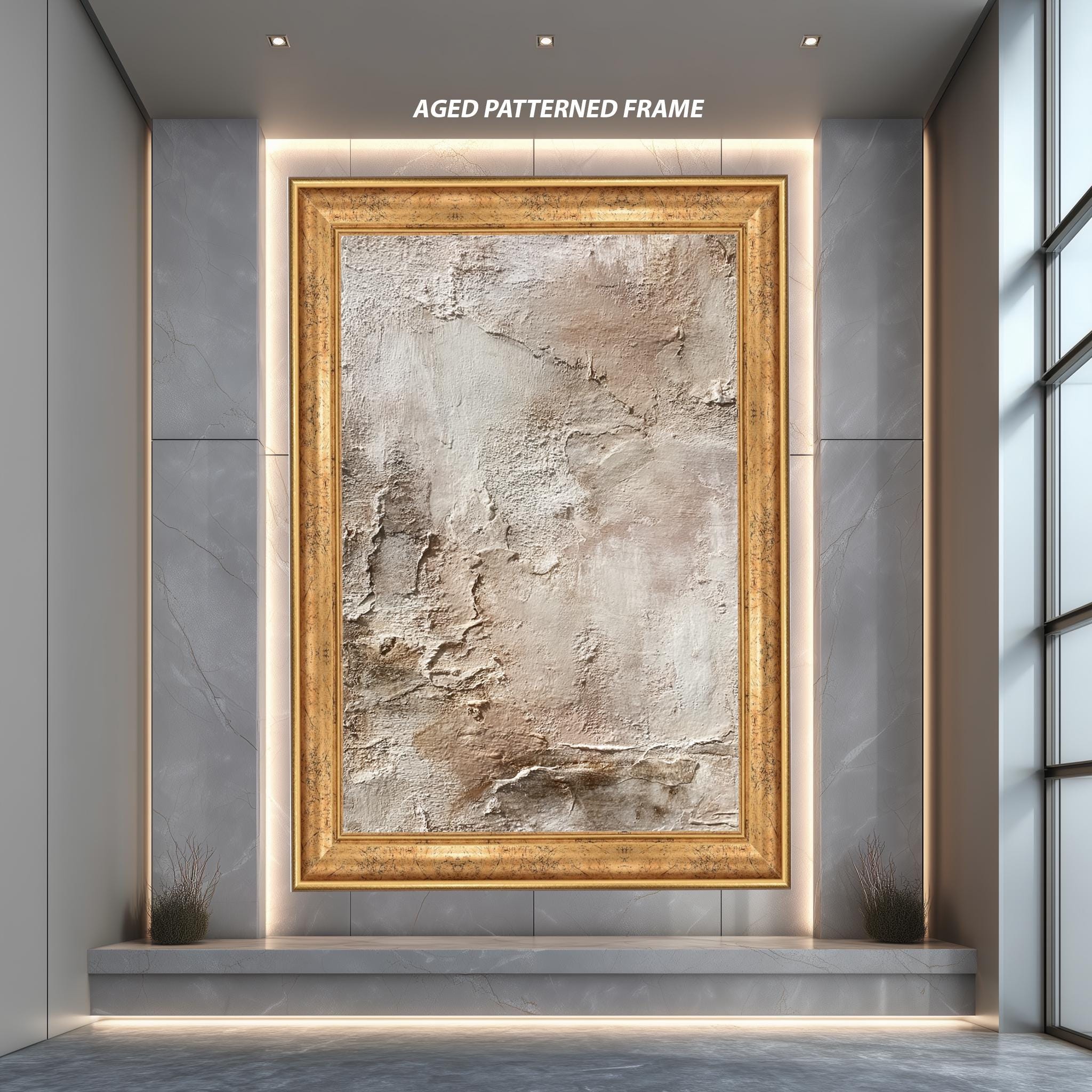 Neutral Abstract Wall Art – Textured Beige Minimalist Japandi Print for Rustic Decor