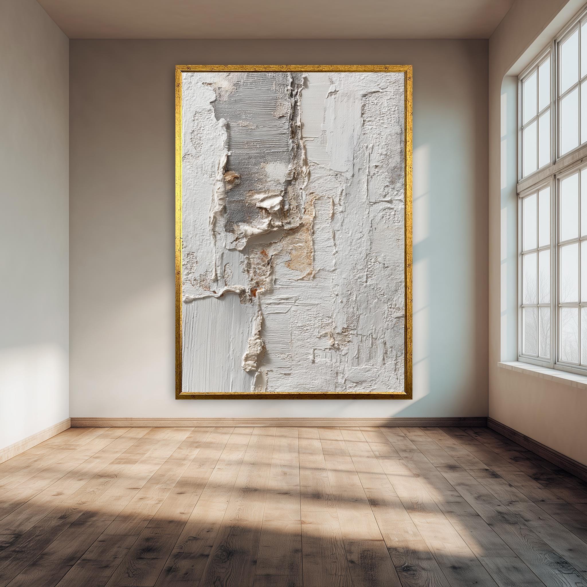 Textured Abstract Wall Art – Minimalist Japandi Canvas Art for Living Room Decor