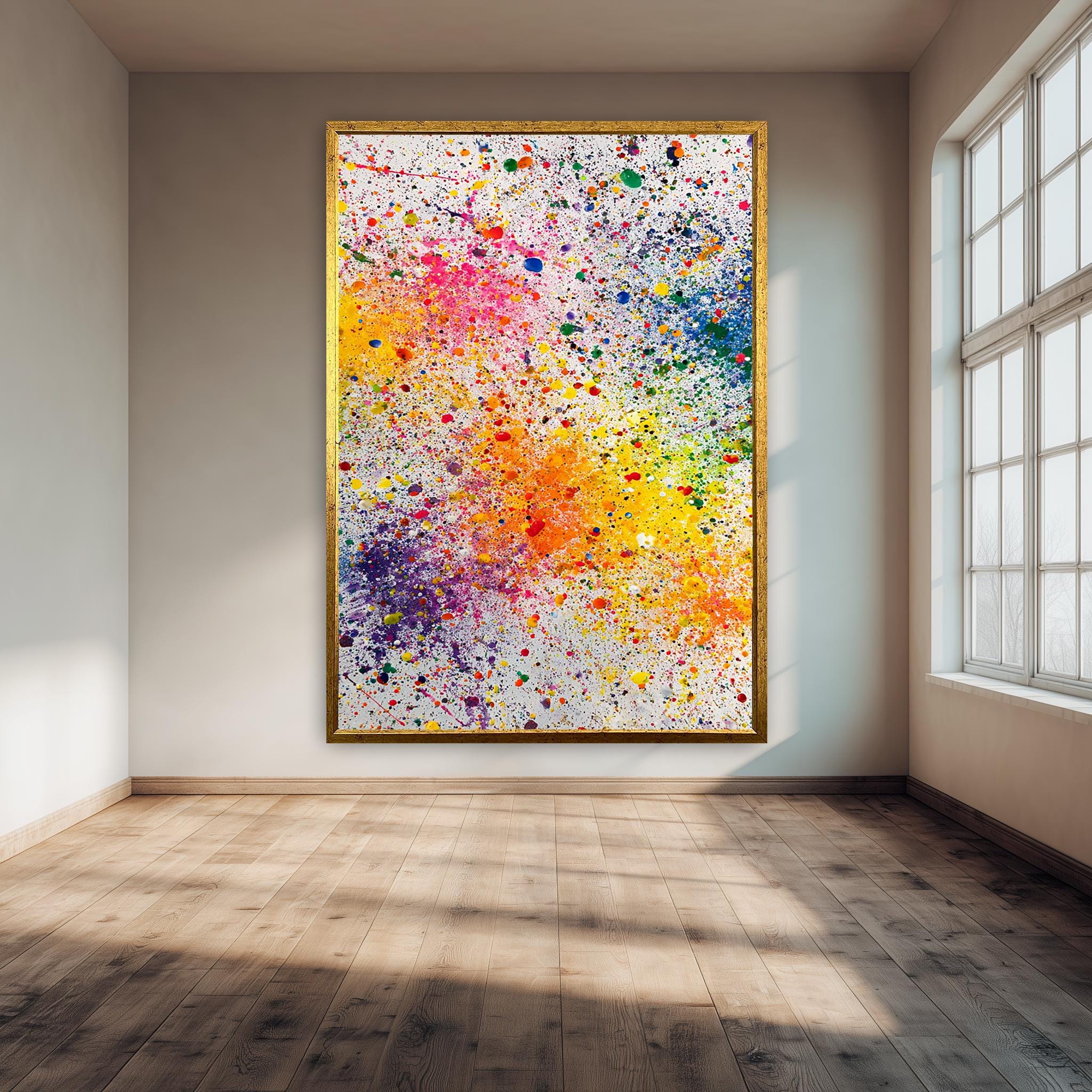 Abstract Splatter Art Print – Colorful Wall Decor With Rainbow Paint Drops