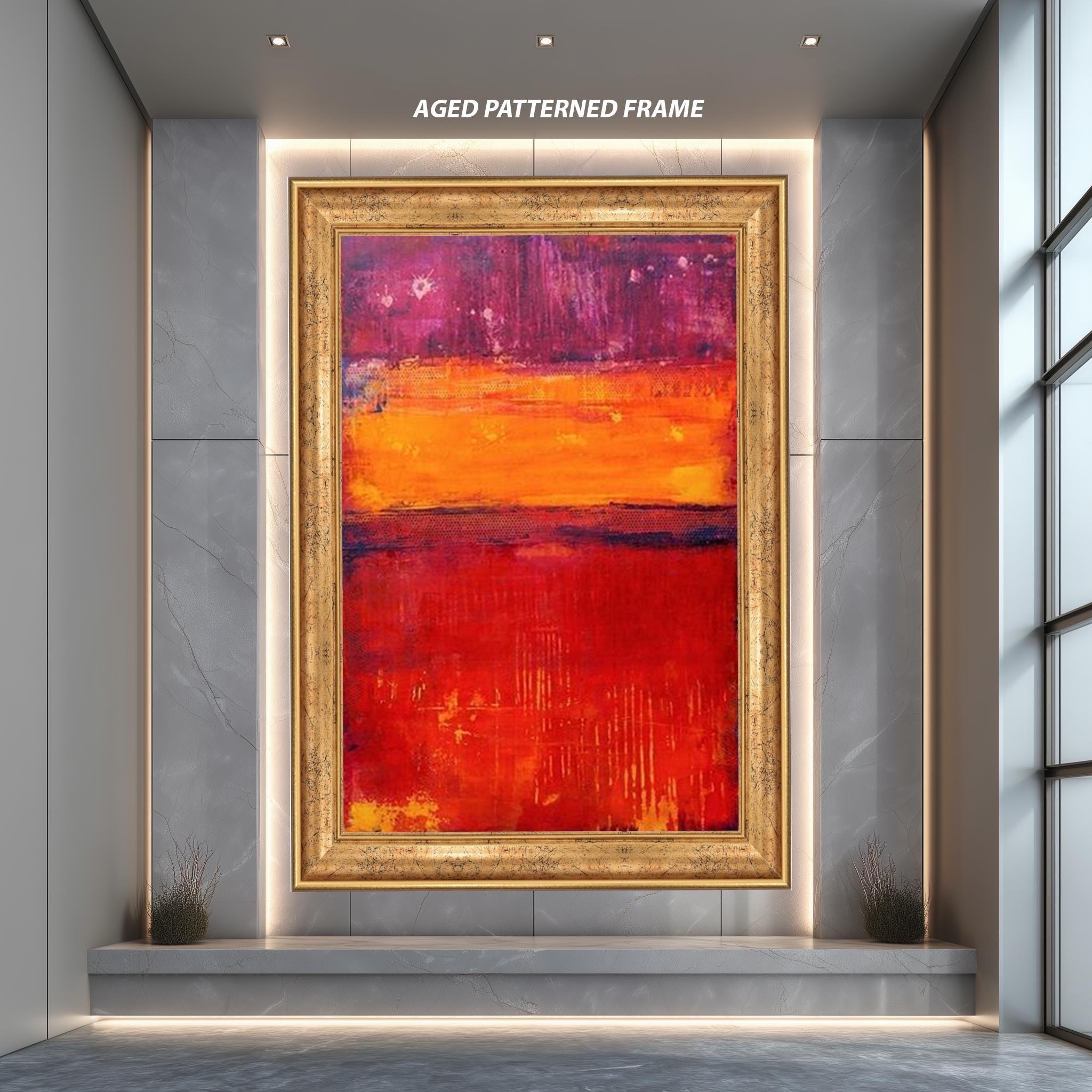 Abstract Canvas Print – Vibrant Red Orange Geometric Poster | Modern Wall Art