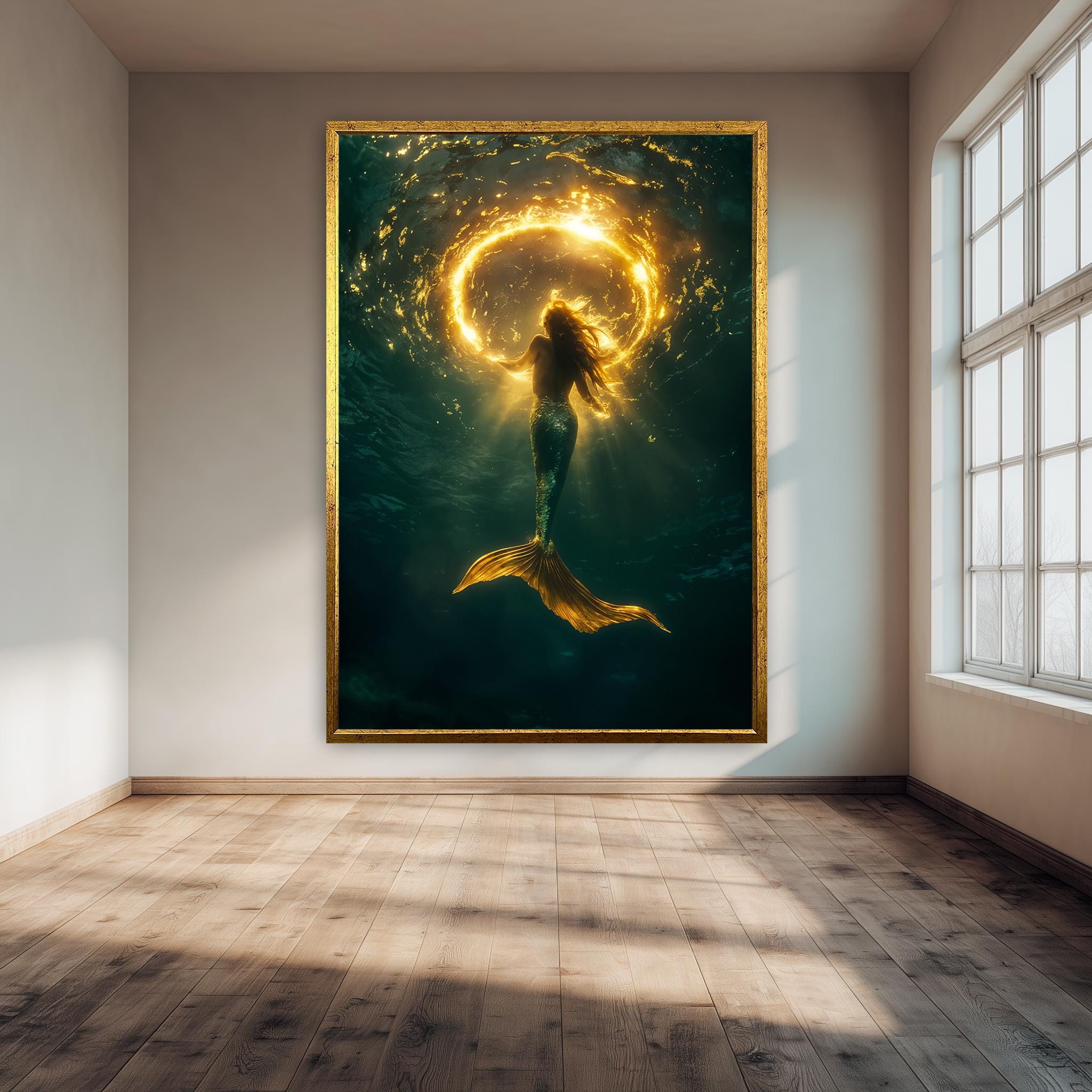 Mermaid Canvas Wall Art – Underwater Fantasy Print | Nautical Mermaid Decor