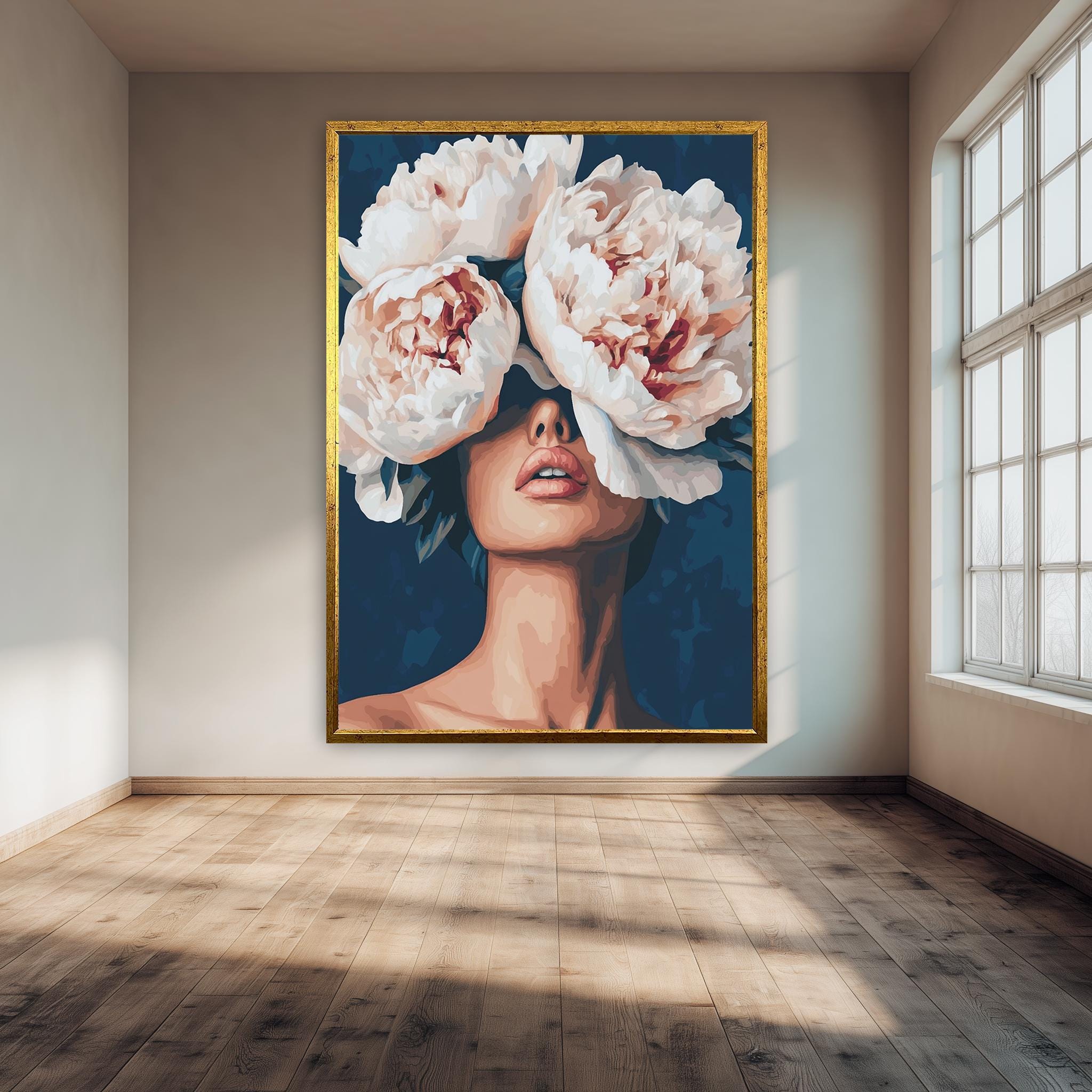 Modern Floral Canvas Print – Bold Feminine Art | Peony Flower Poster, Stylish Wall Decor