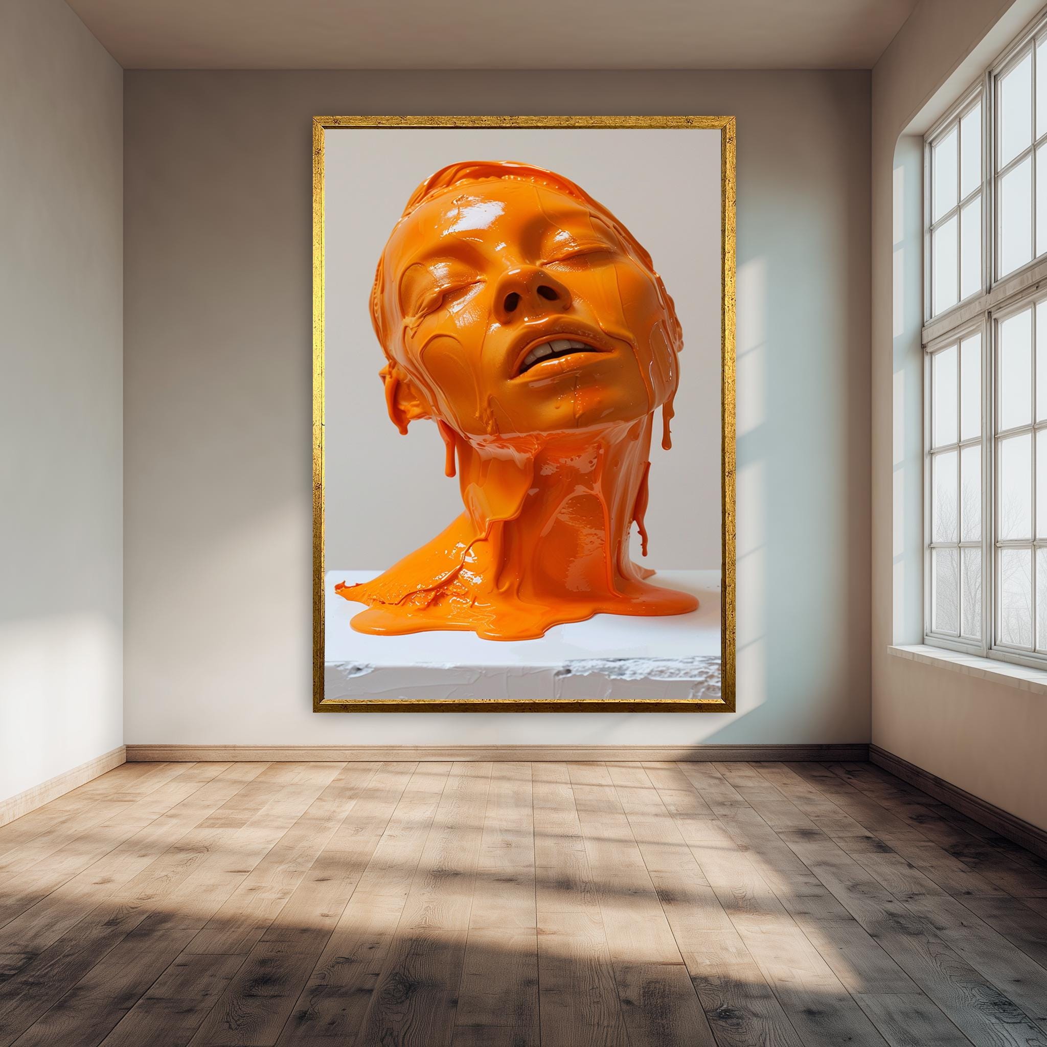 Abstract Orange Bust Canvas | Surreal Wall Art - Modern Home Decor, Gallery Wrapped