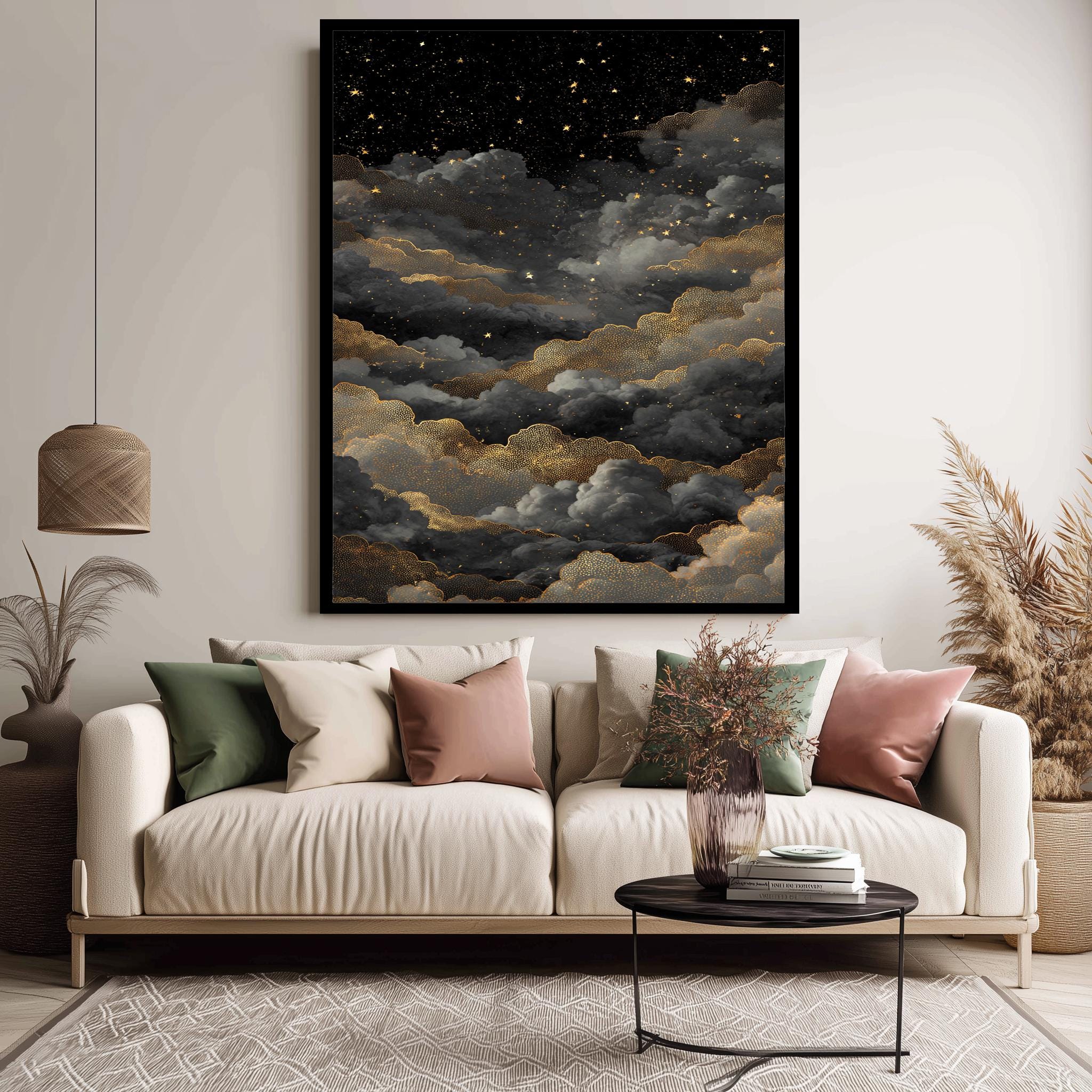 Celestial Night Sky Art – Elegant Starry Wall Decor | Digital Celestial Print