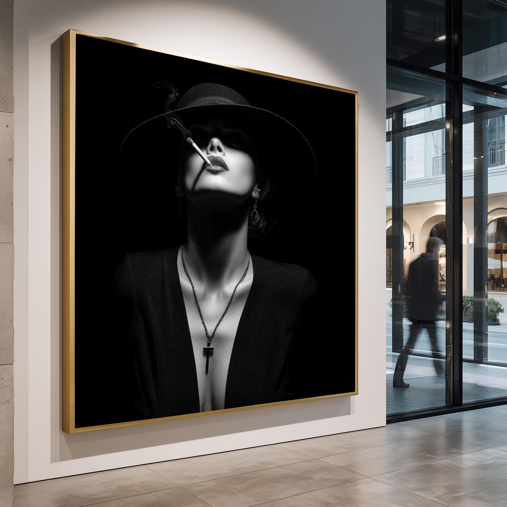 Noir Wall Art – Moody Black White Portrait | Femme Fatale Dark Glamour Print