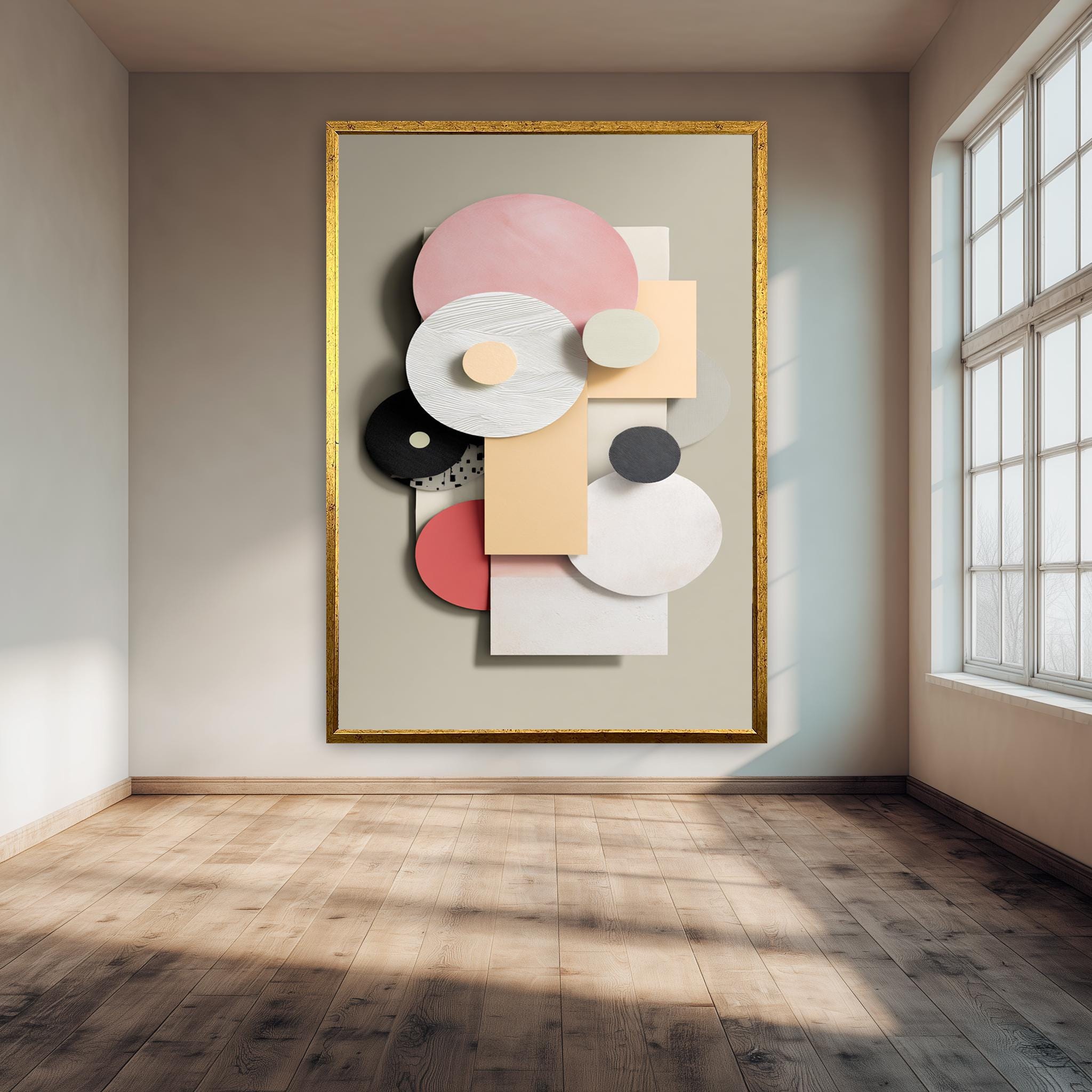 Neutral Pastel Art Print – Minimalist Wall Decor | Japandi Style Geometric Canvas