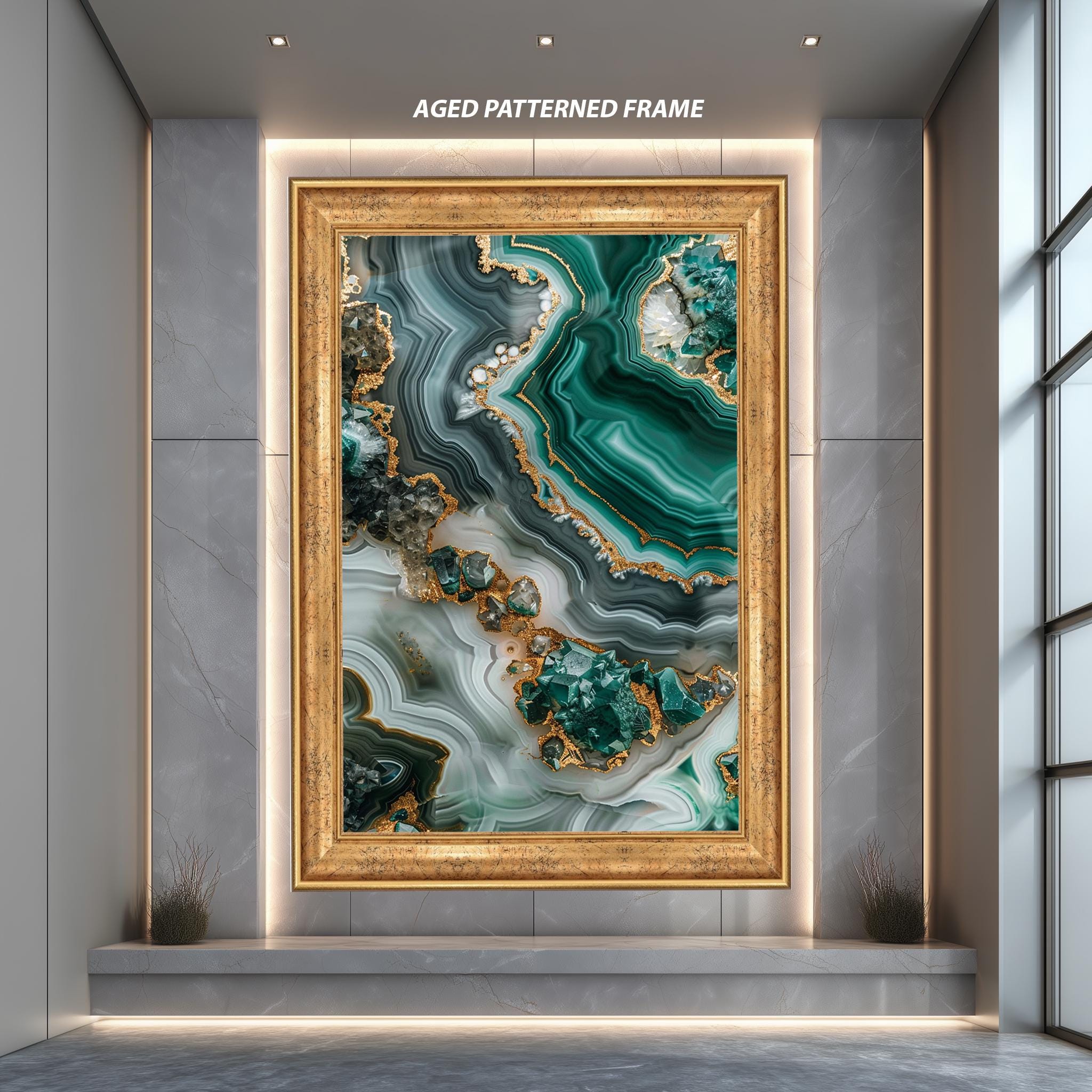 Emerald Green Geode Art – Luxury Canvas Print | Abstract Marble Texture Wall Decor