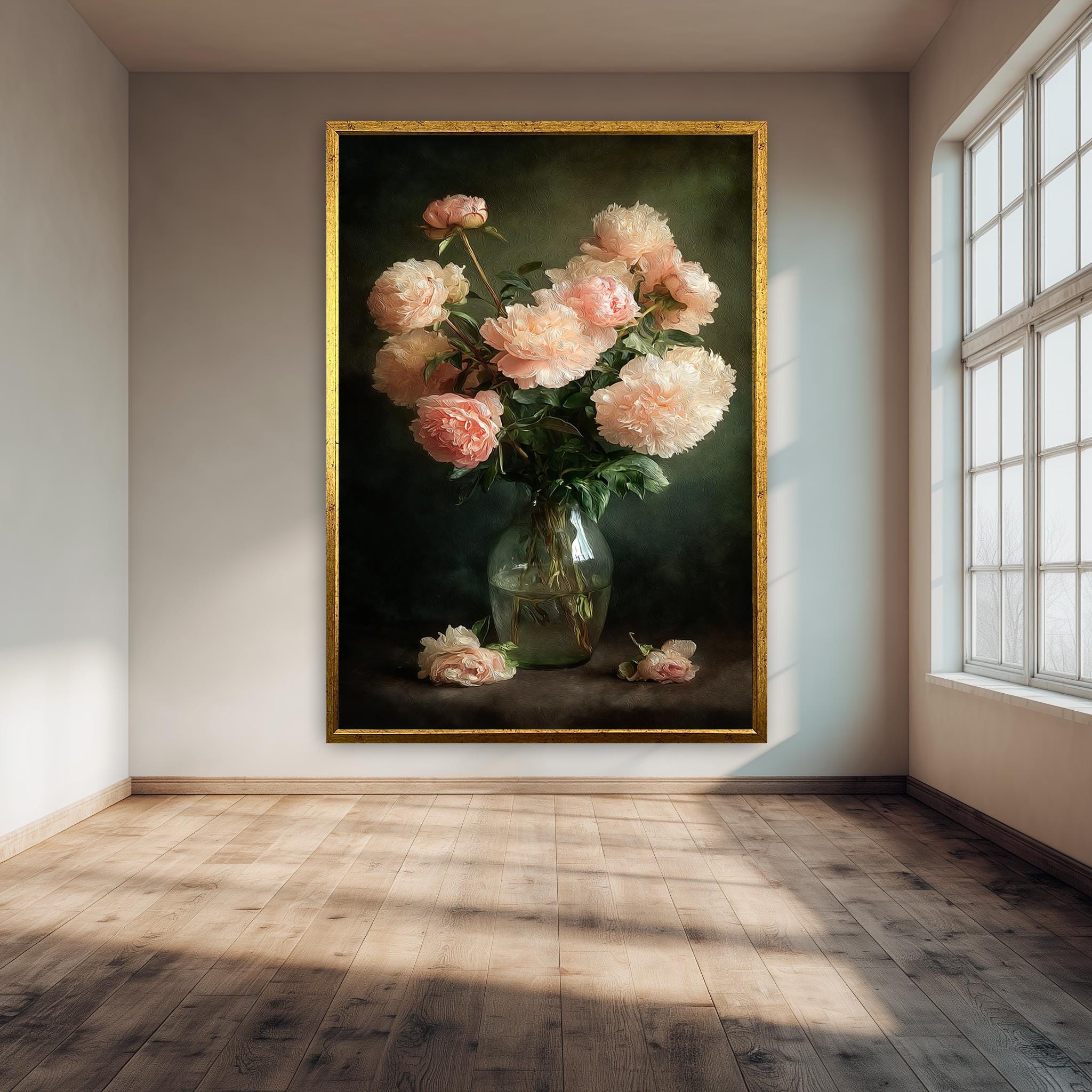 Vintage Peony Art Print – Romantic Floral Wall Decor with Soft Pink Flowers