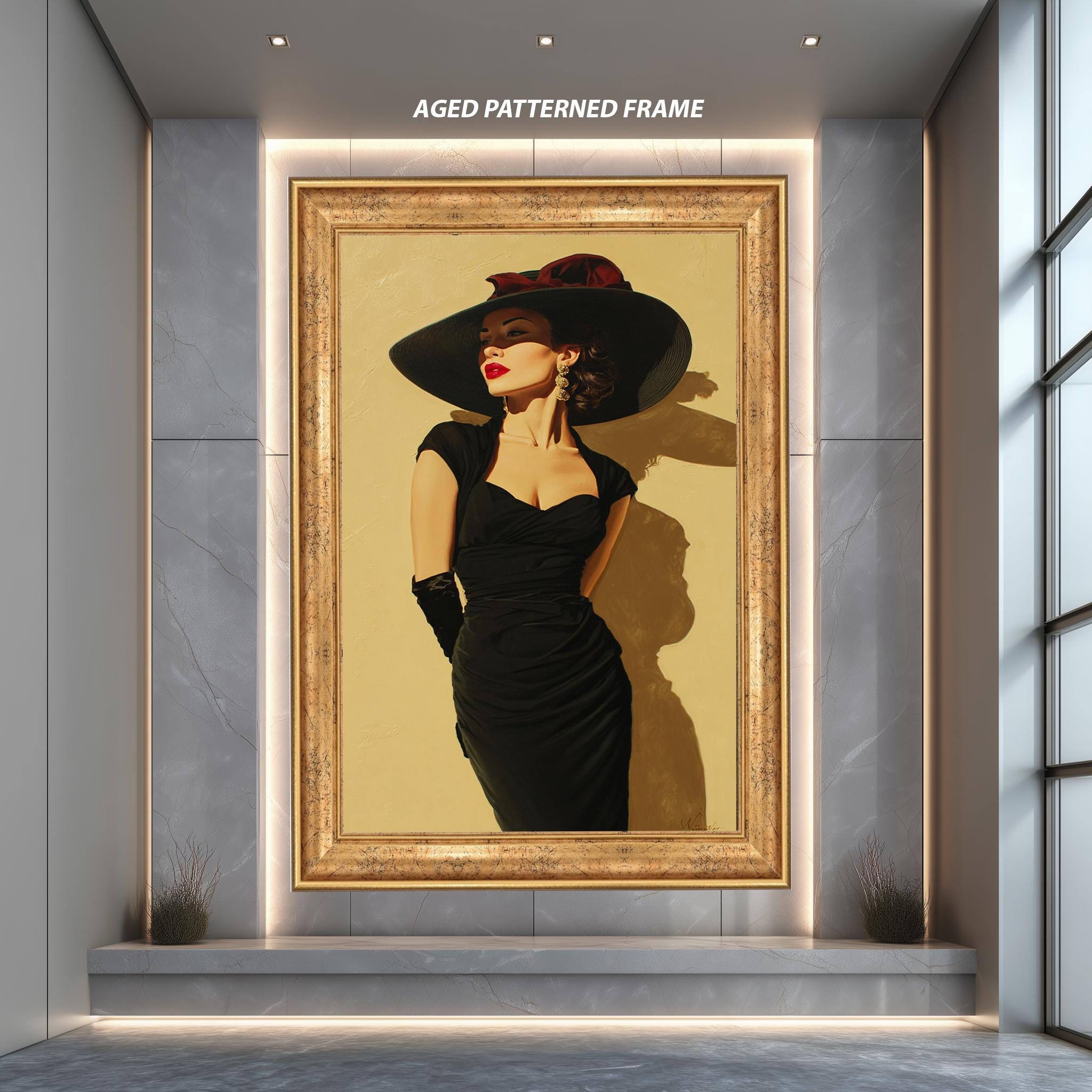 Vintage Hollywood Wall Art – Glamorous Woman in Black Dress | Retro Fashion Poster
