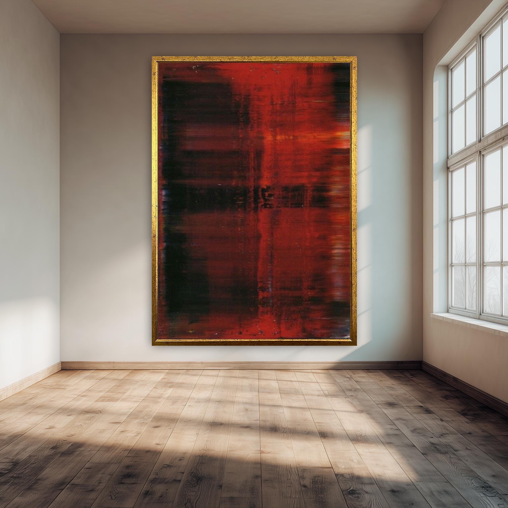 Abstract Canvas Print - Red Black Wall Art | Moody Modern Poster for Industrial Loft Decor