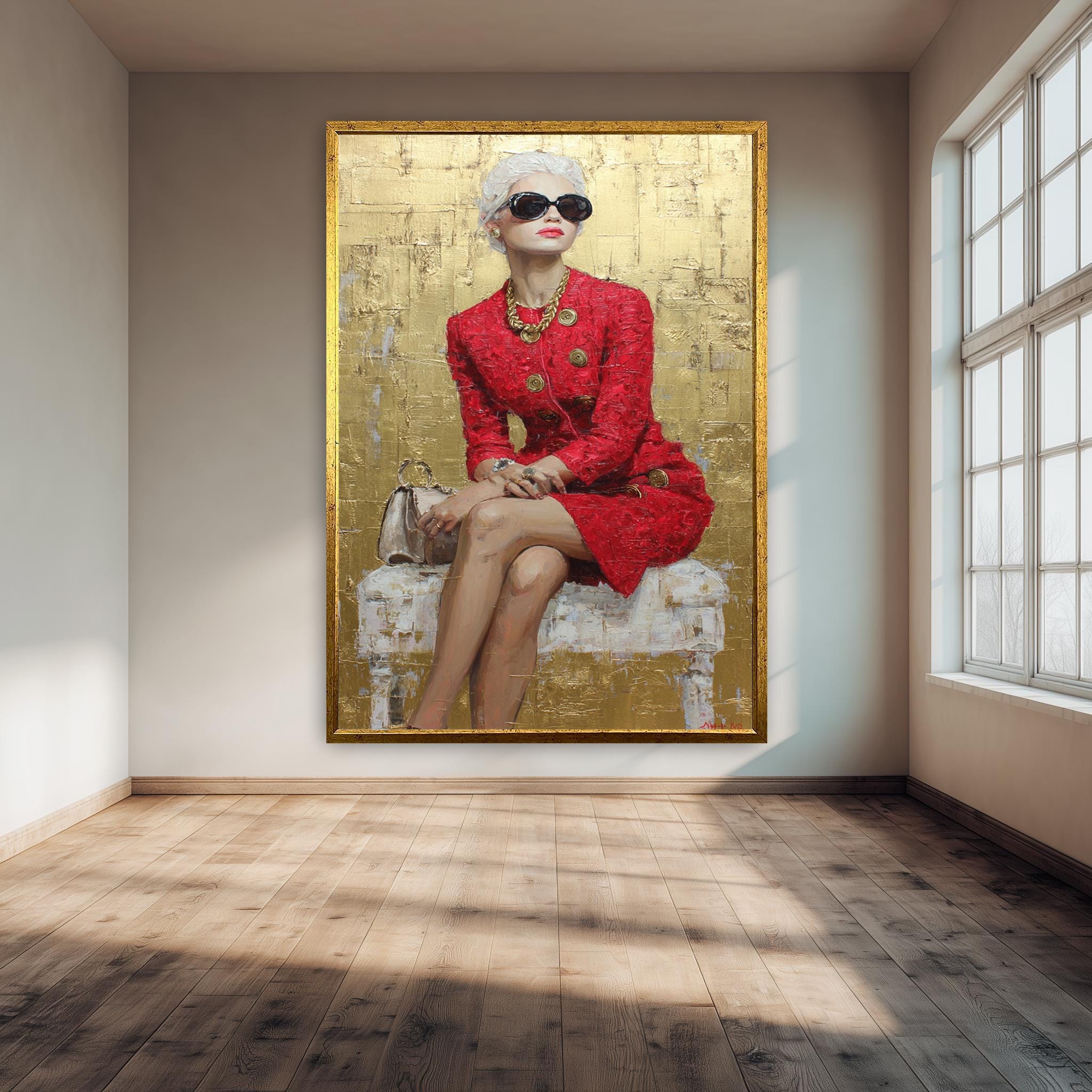 Modern Glam Wall Art – Stylish Female Portrait Canvas Art for Home Decor