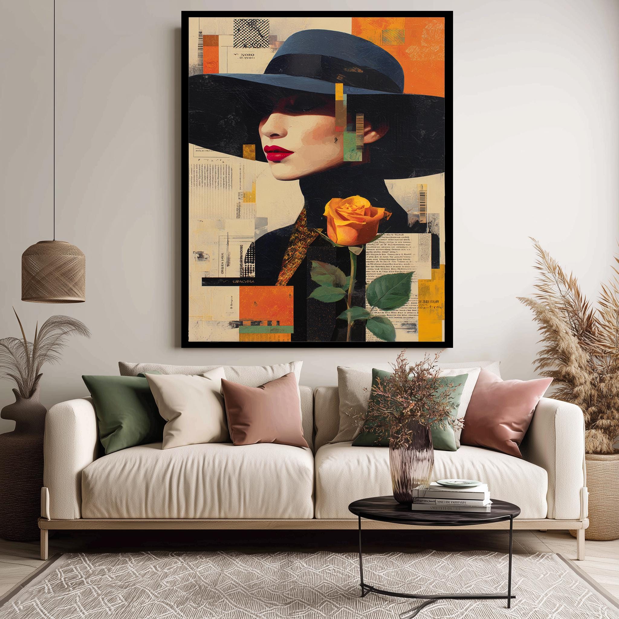 Modern Abstract Woman Portrait - Digital Collage Canvas Art Print | Fashion Wall Decor