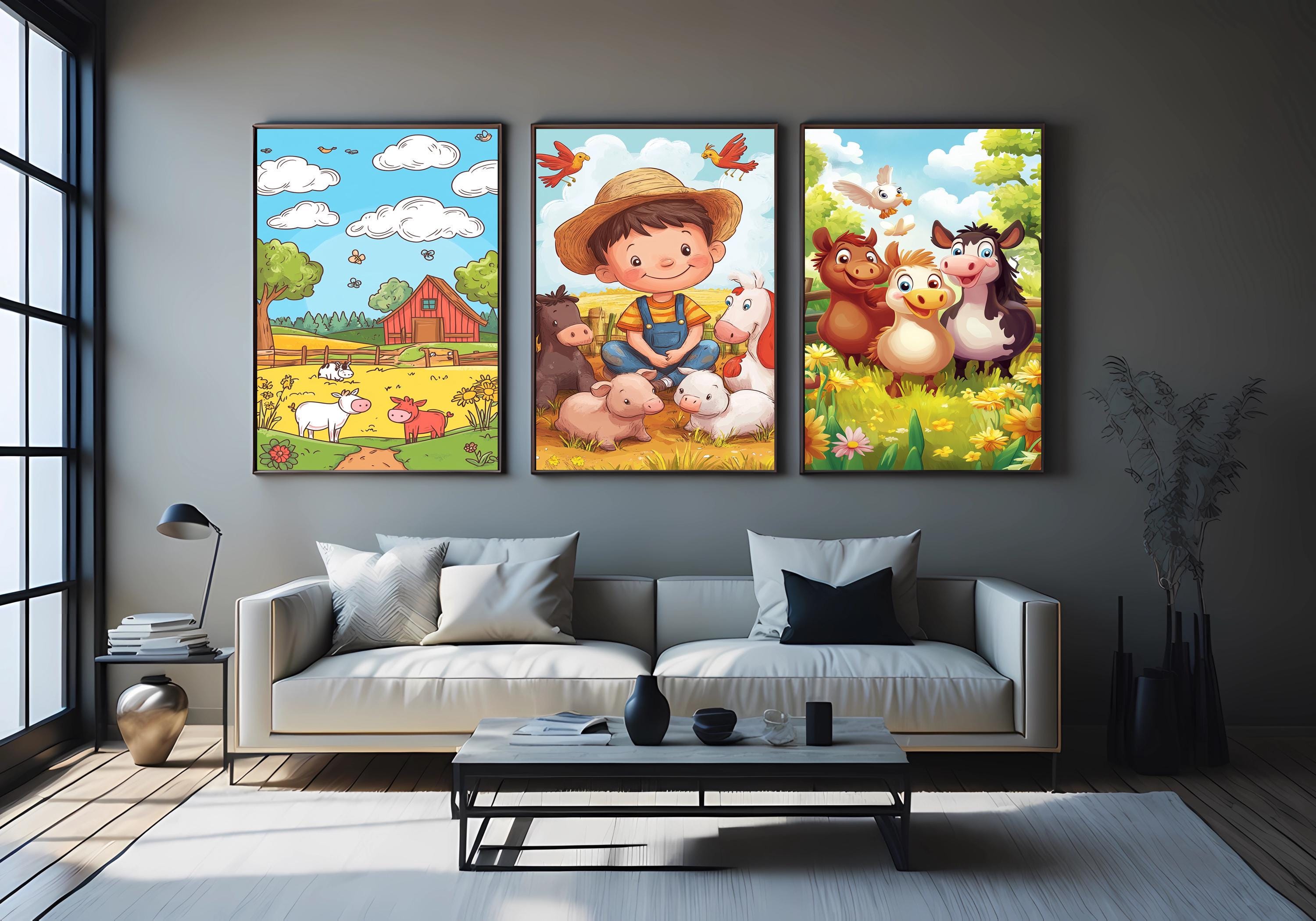 Farm Animal Nursery Prints – Whimsical Baby Room Art | Cute Cartoon Animals Decor