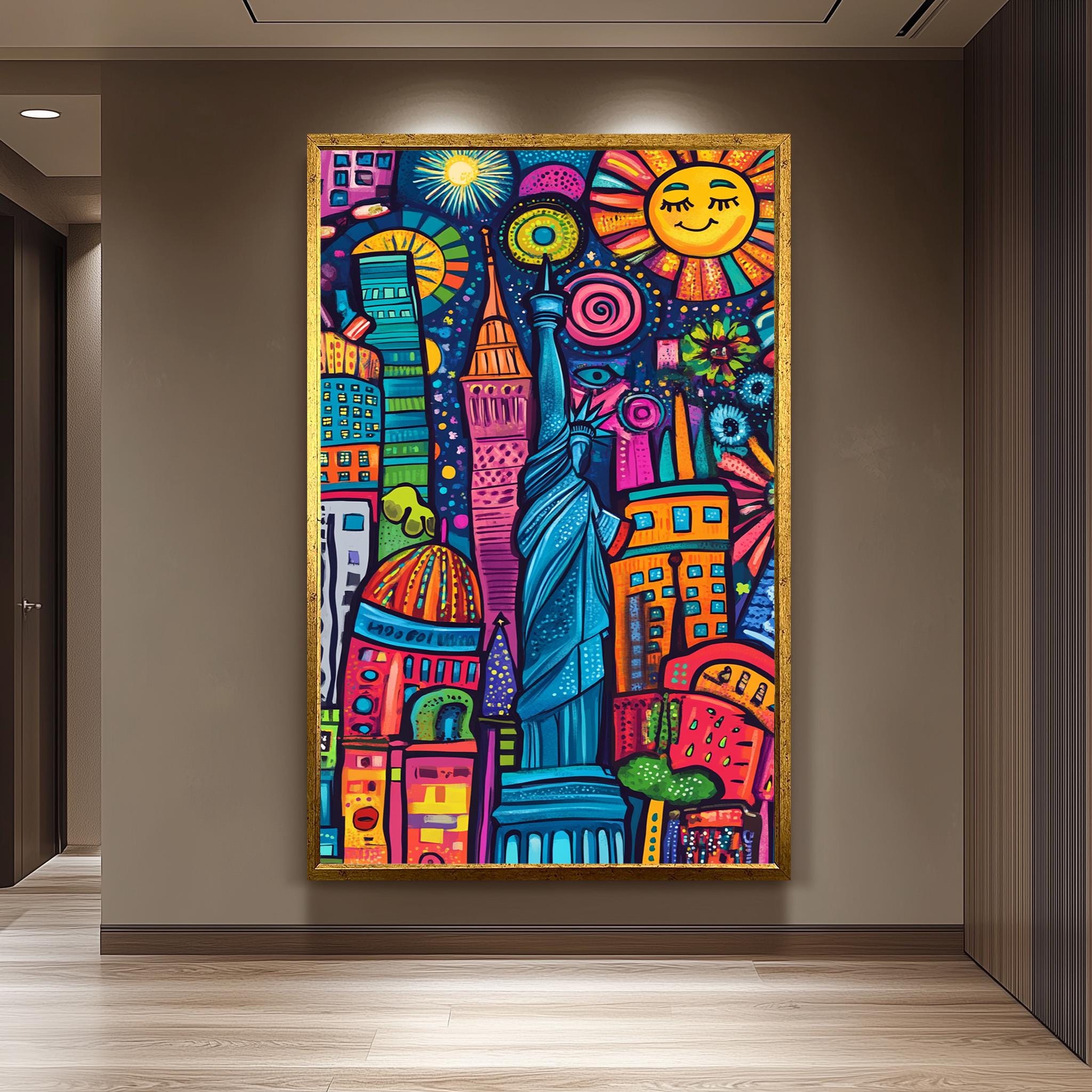 NYC Pop Art Canvas – Colorful Statue of Liberty Print | Vibrant Urban Wall Art
