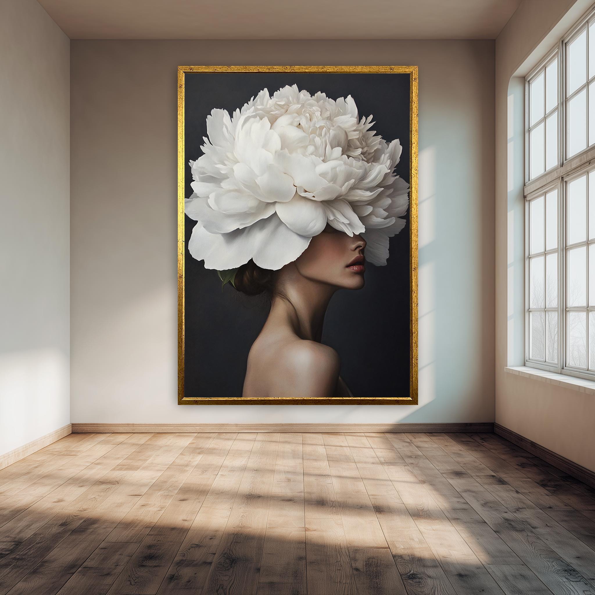 Woman Canvas Print – Elegant Floral Wall Art | Minimalist Portrait Poster