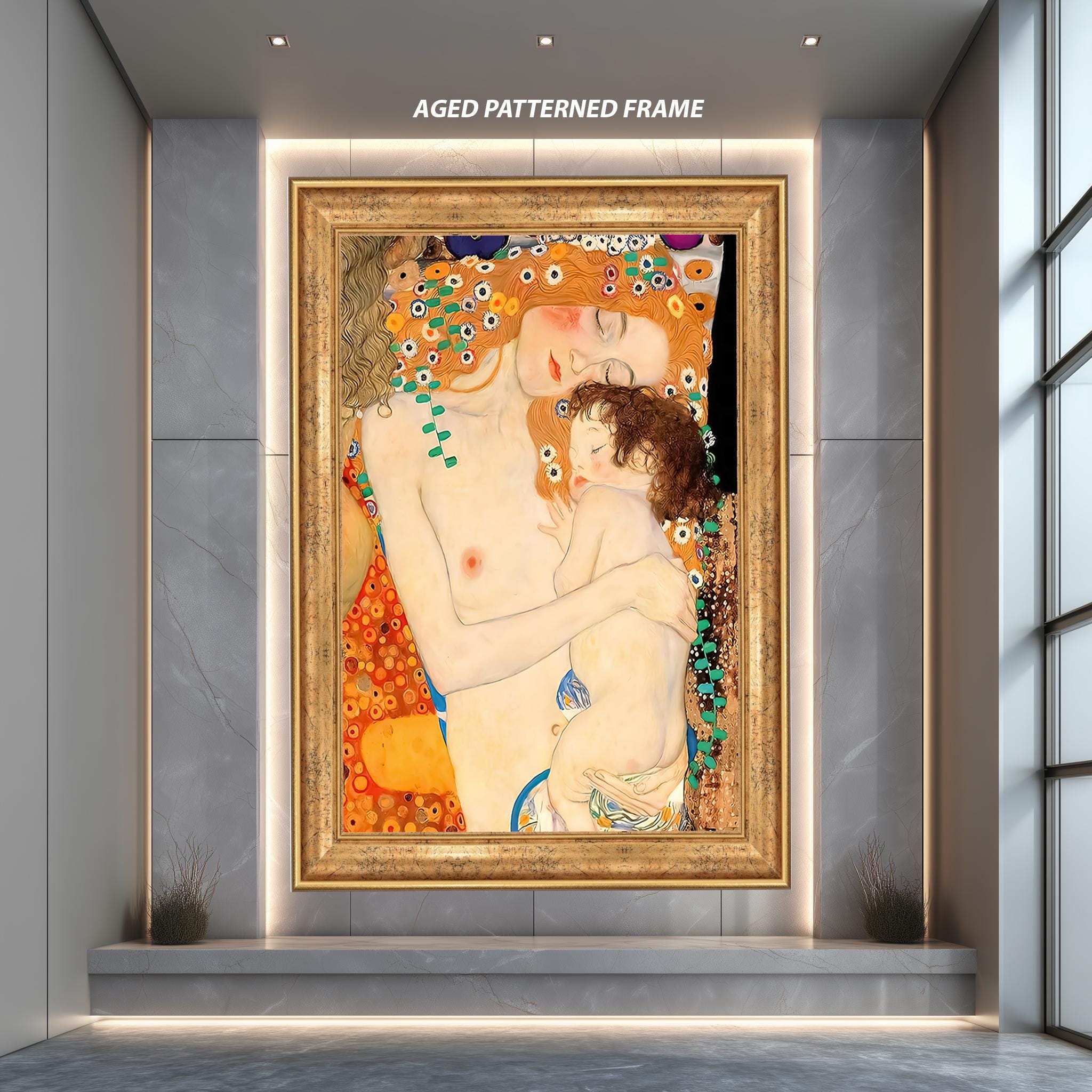 Gustav Klimt Mother Child Art – Abstract Canvas Print | Modern Wall Decor