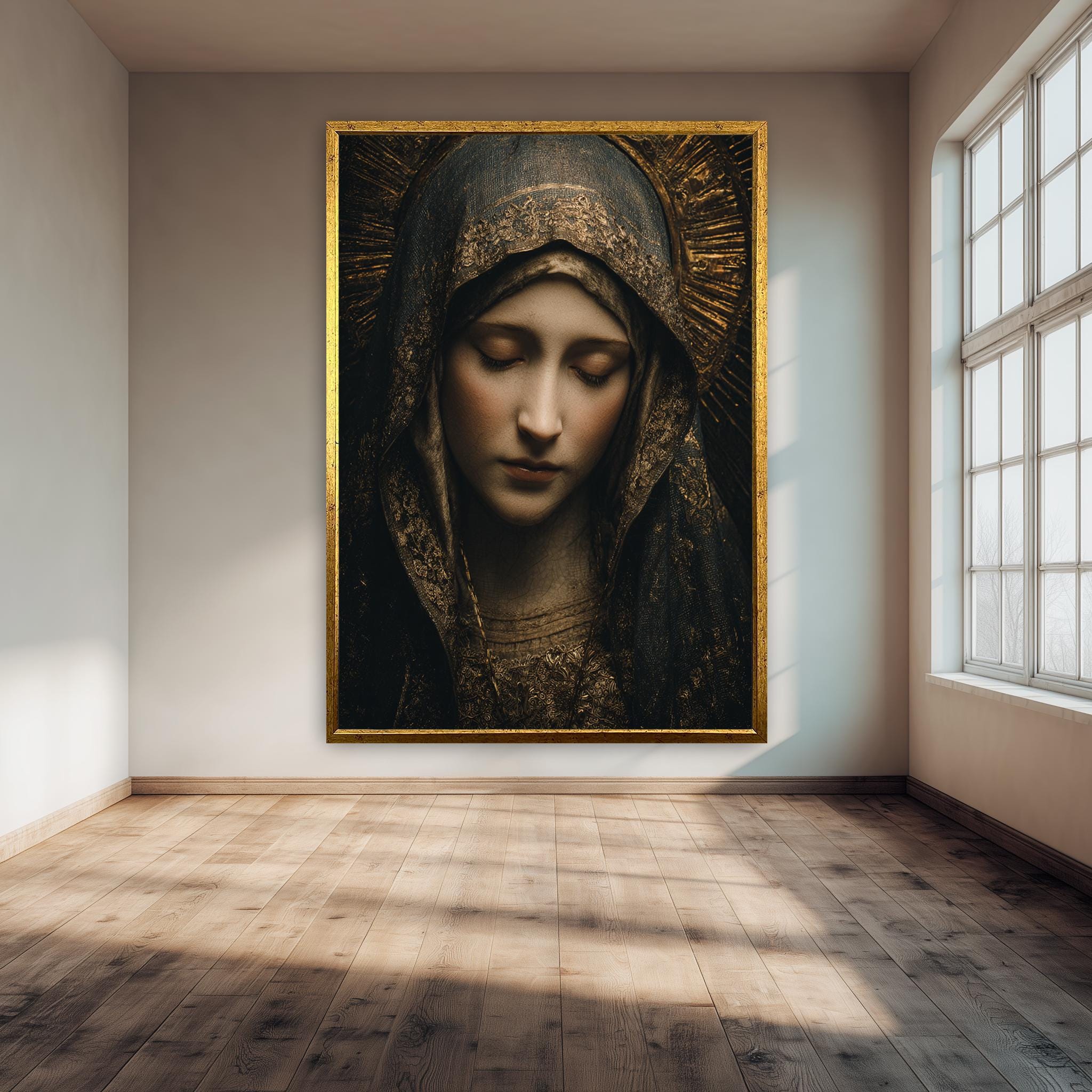 Spiritual Wall Art – Sacred Art Decor | Religious Canvas Print with Golden Icon