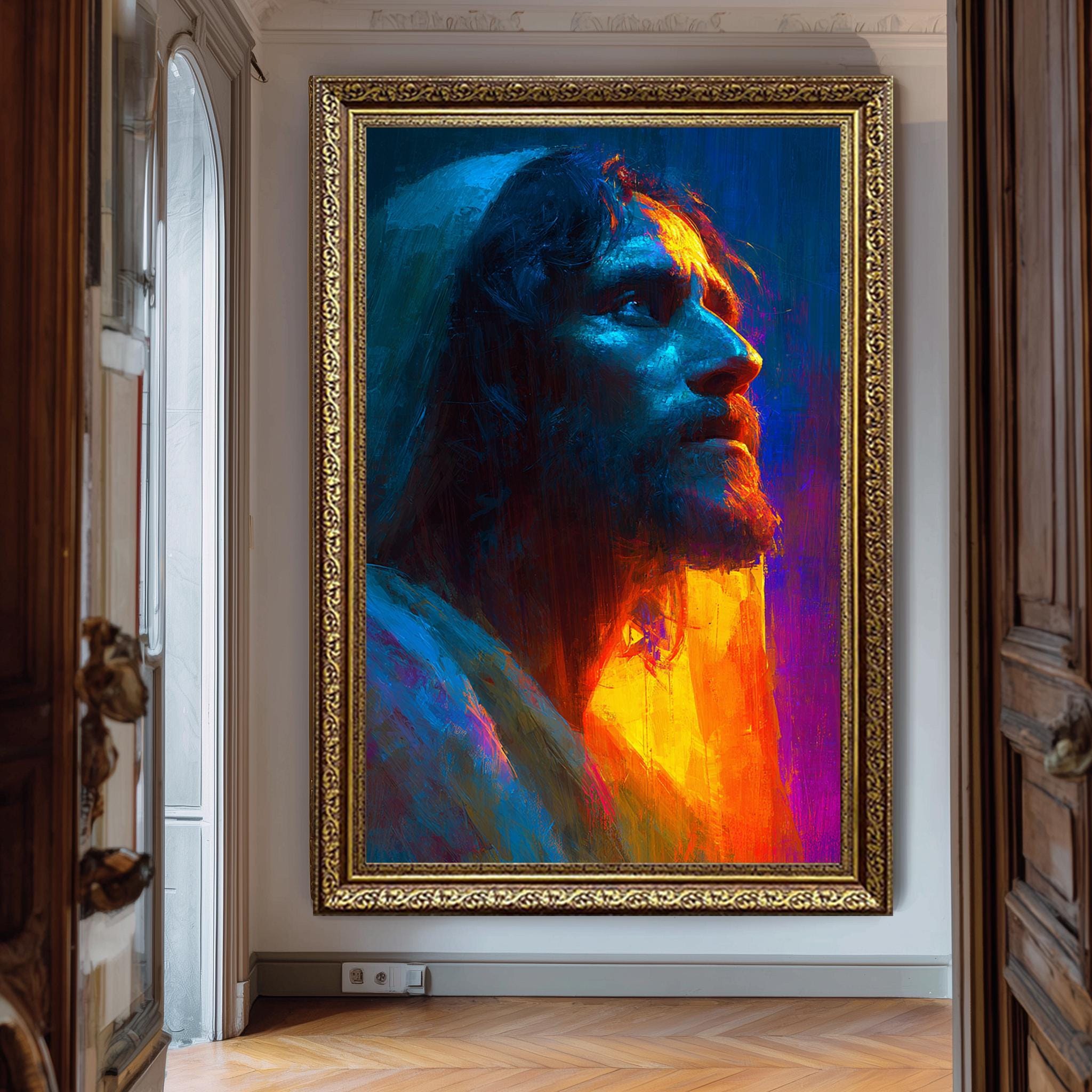 Jesus Christ Portrait Print - Modern Christian Wall Art | Abstract Religious Canvas