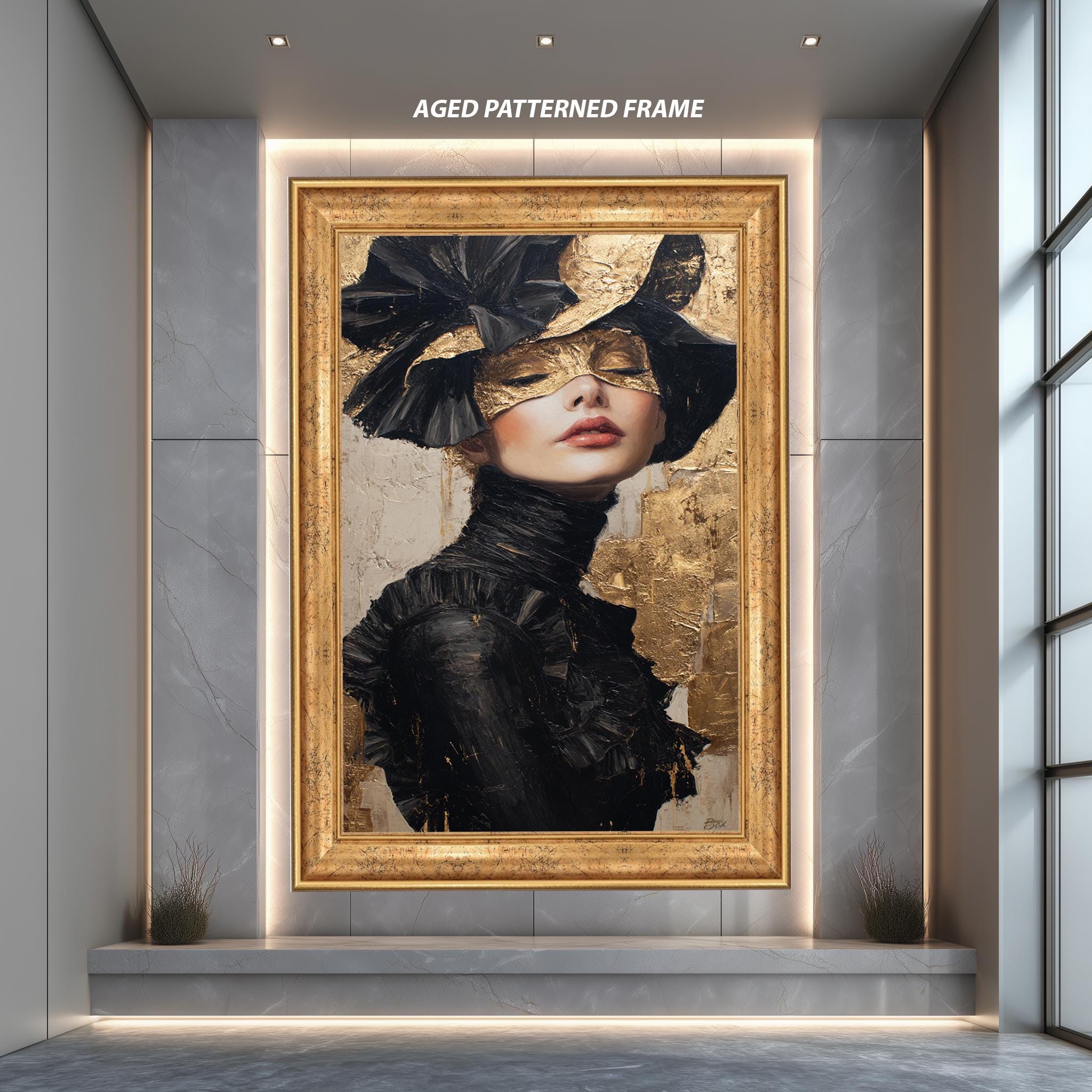 Black and Gold Art – Elegant Woman Portrait | Luxury Modern Canvas Print