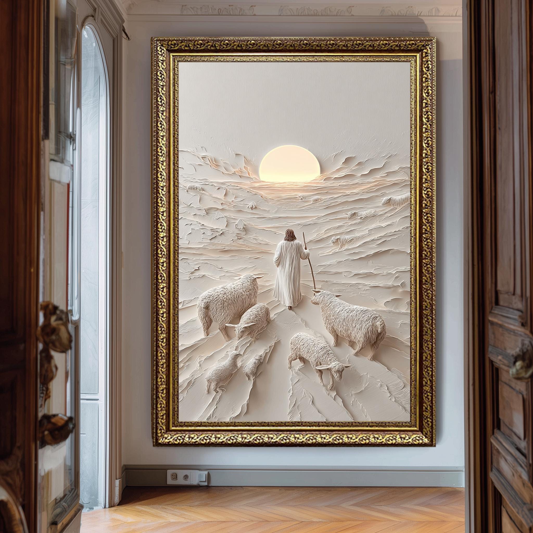 Jesus the Shepherd Art - Peaceful Christian Wall Decor | Lamb of God Poster Print