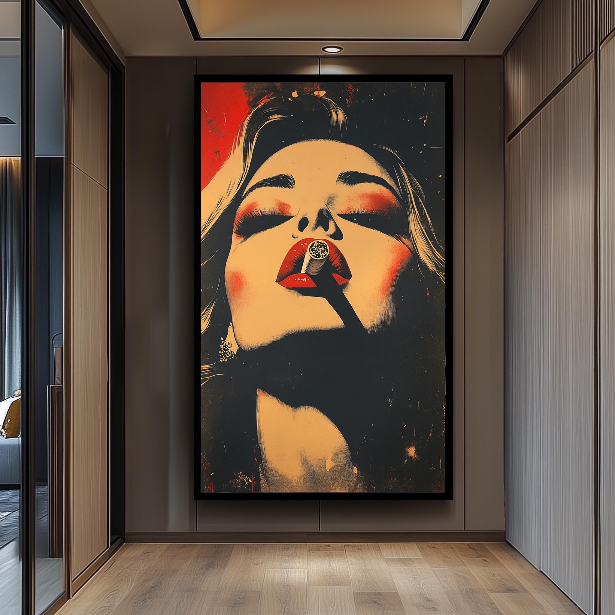 Pop Art Wall Print - Glamorous Woman Canvas | Retro Feminine Portrait Art