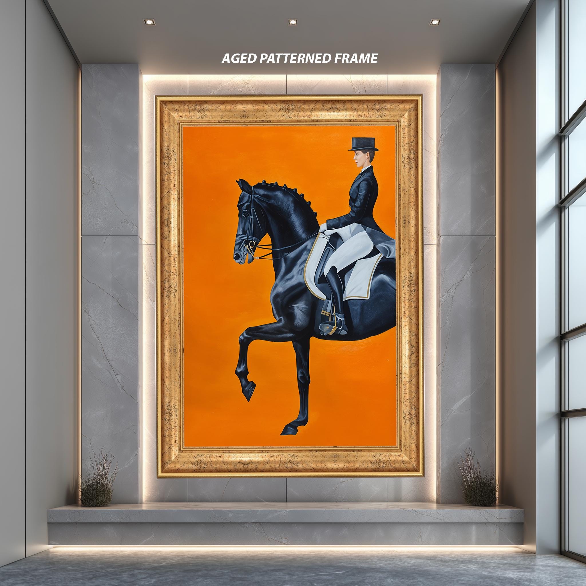 Equestrian Wall Art – Modern Dressage Art Print | Black Horse Canvas Decor