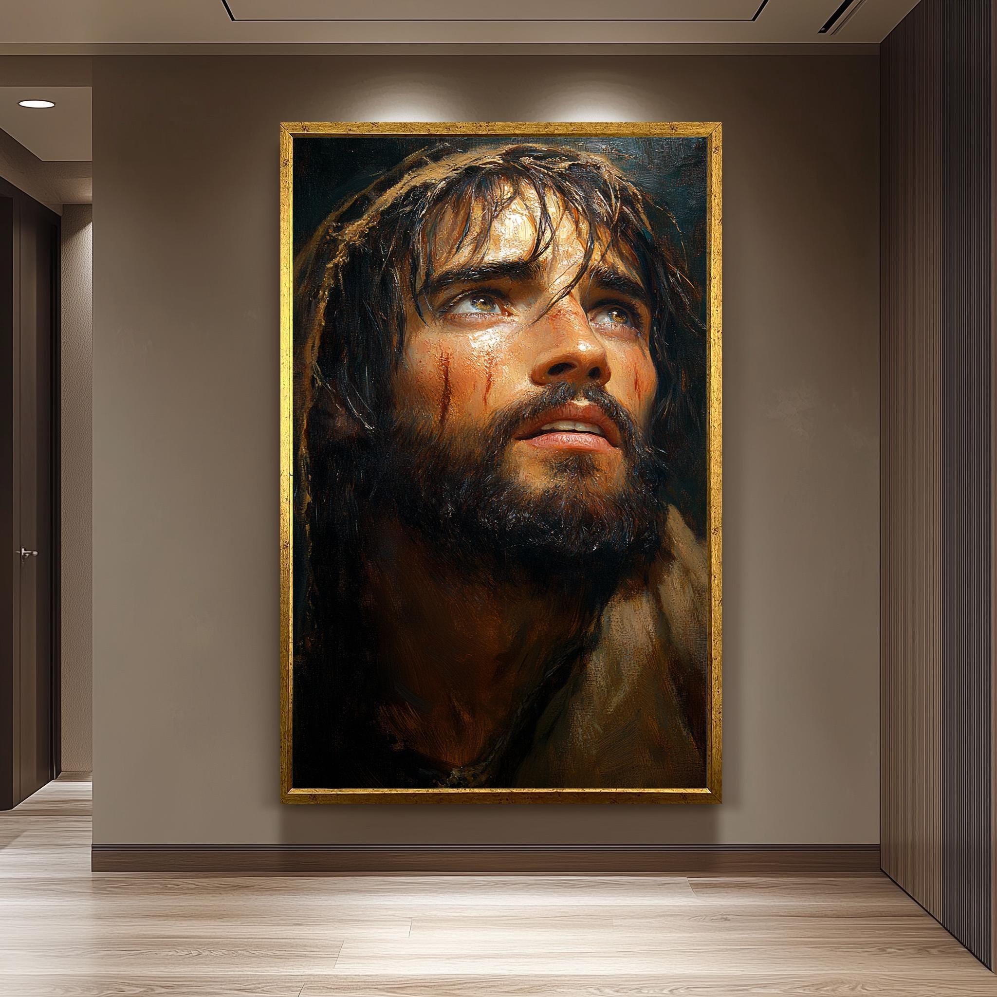 Jesus Christ Painting – Emotional Religious Artwork | Hand Painted Savior Portrait