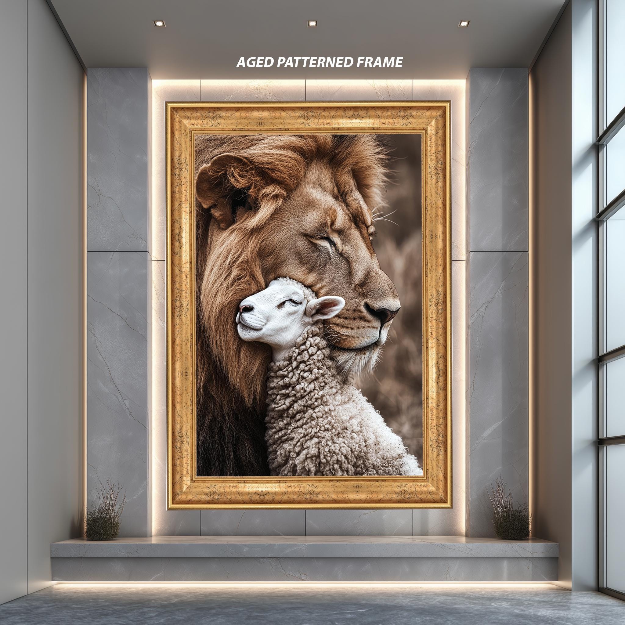 Lion And Lamb Canvas | Peaceful Animal Wall Art – Inspirational Home Decor