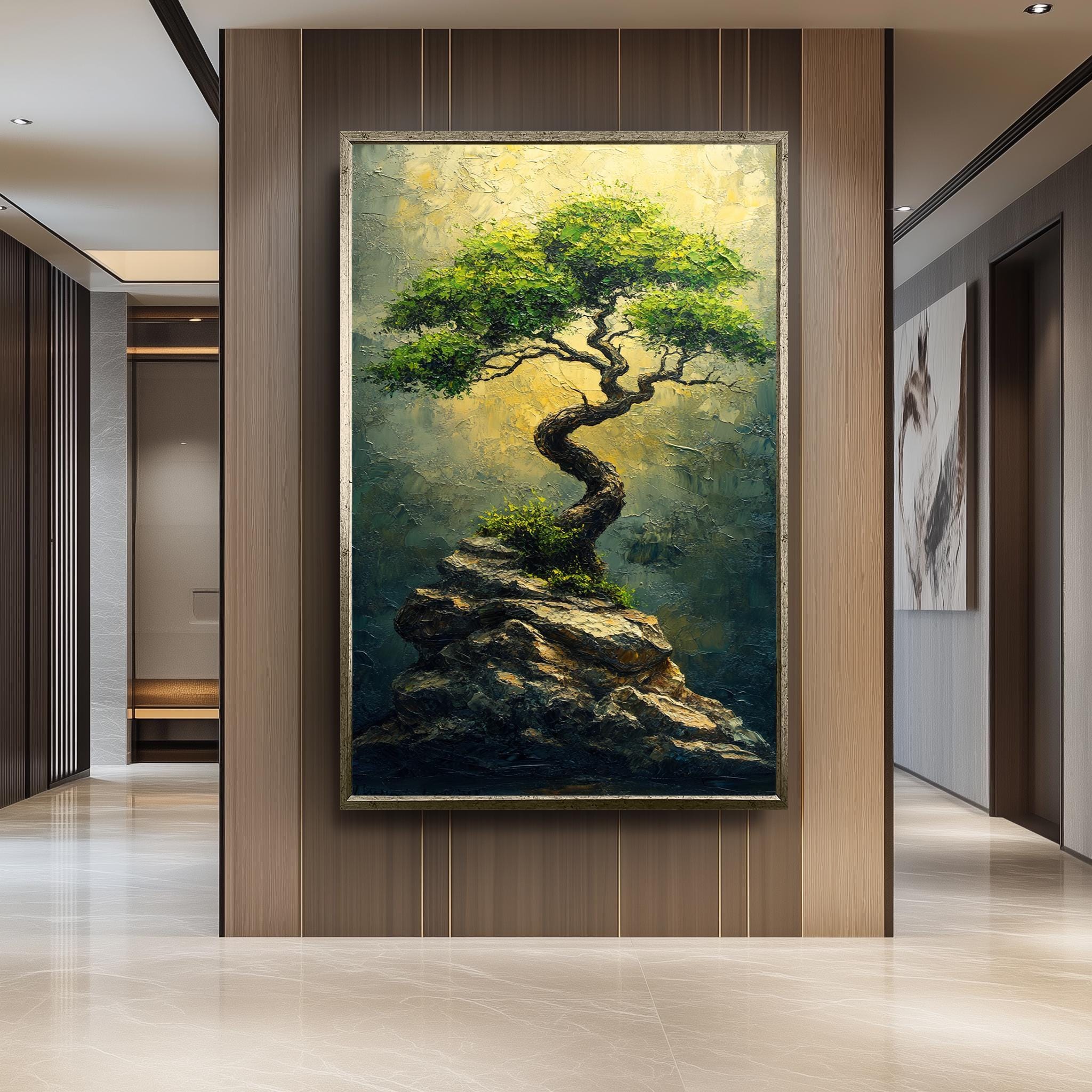 Resilient Tree Canvas Print – Modern Abstract Nature Wall Art | Textured Landscape