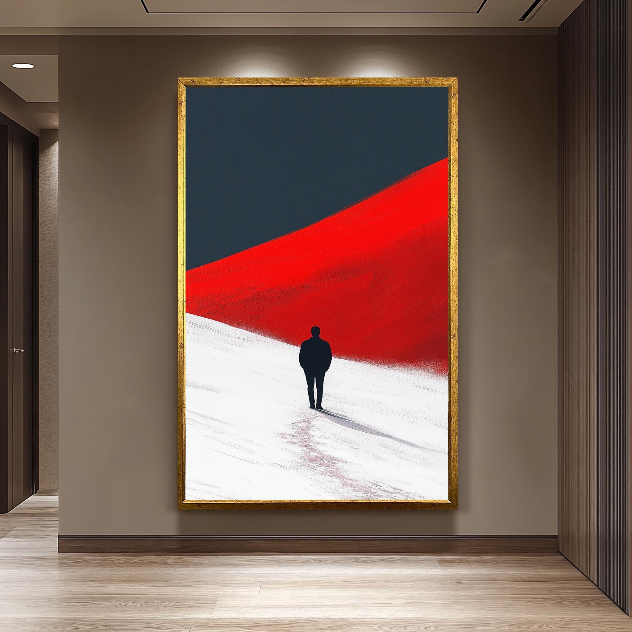 Minimalist Red Dune Canvas | Abstract Desert Art - Modern Landscape Print