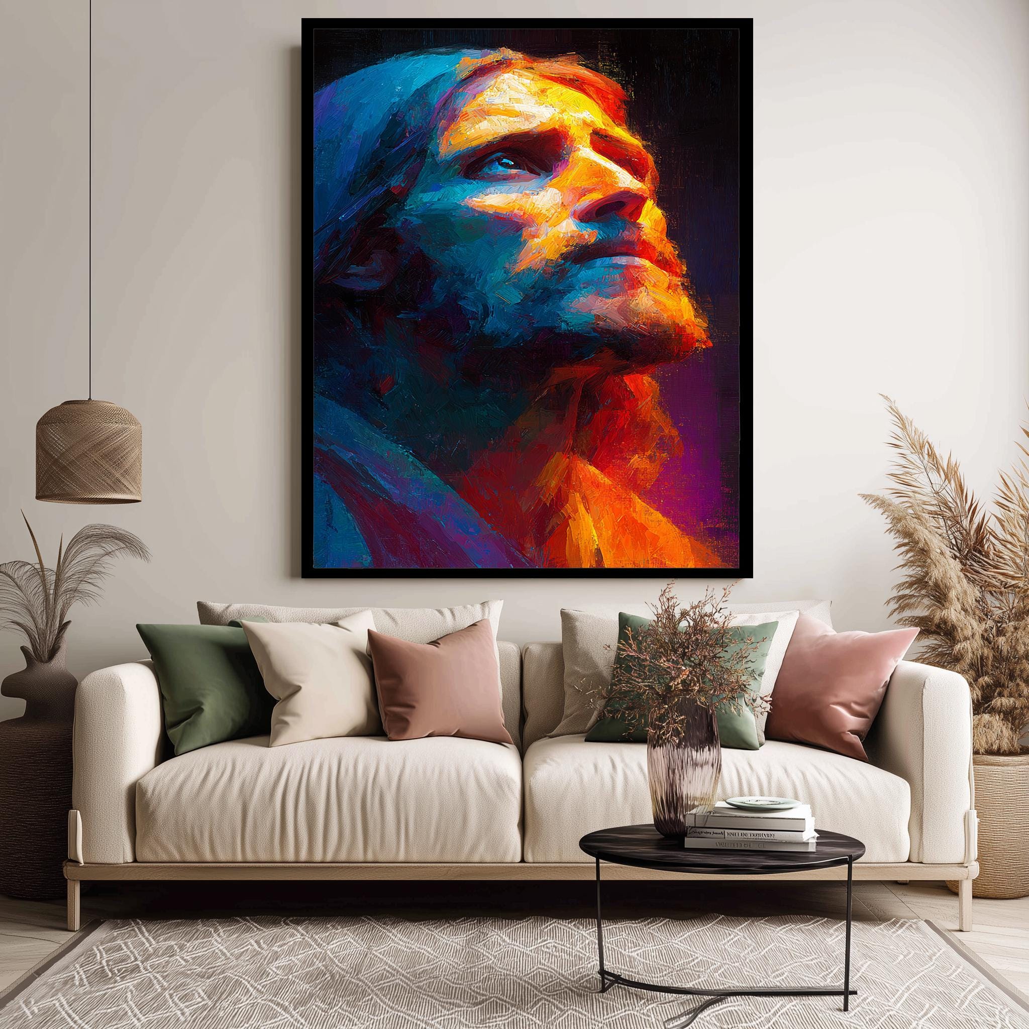 Jesus Portrait Wall Art - Abstract Christian Painting | Colorful Faith Print